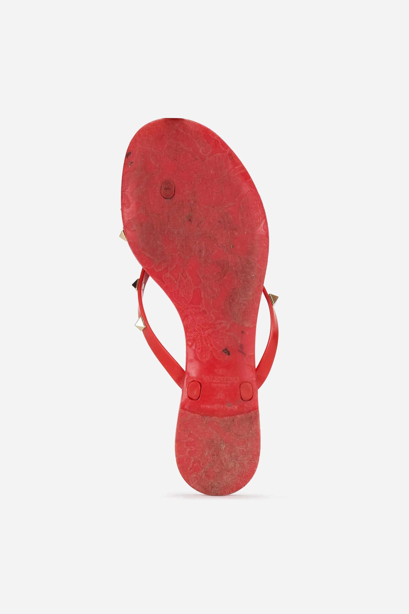 Rockstud Red PVC Thong Sandals