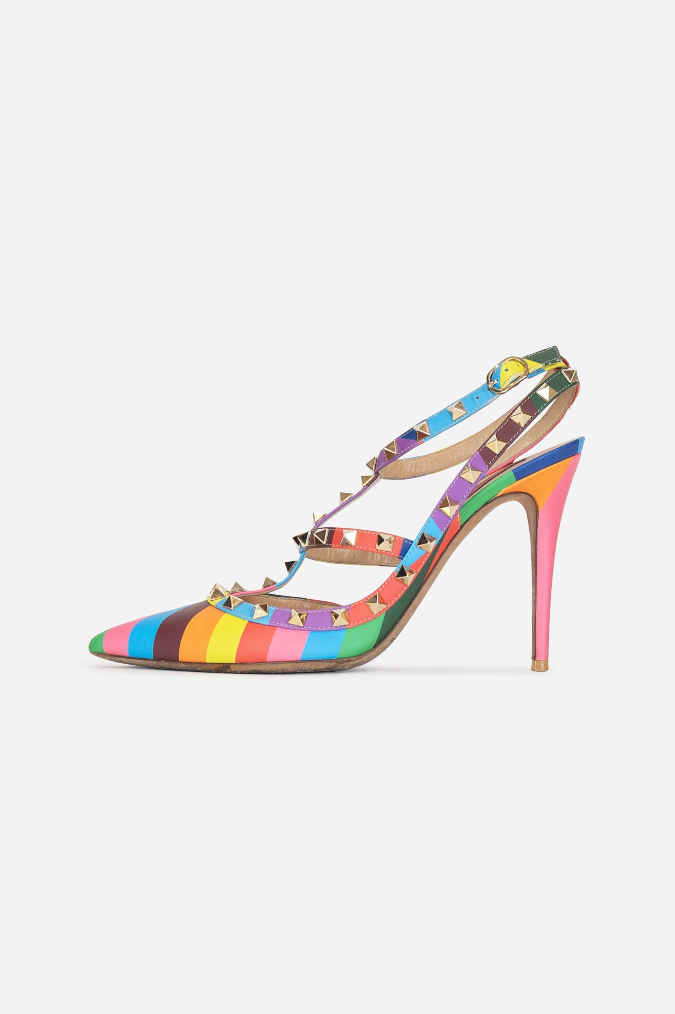 Rainbow Striped Studded Pumps