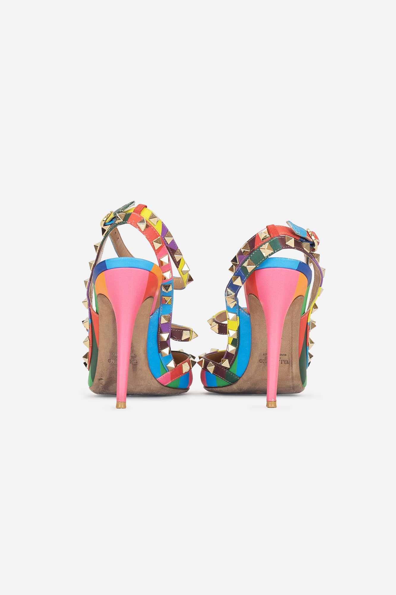 Rainbow Striped Studded Pumps