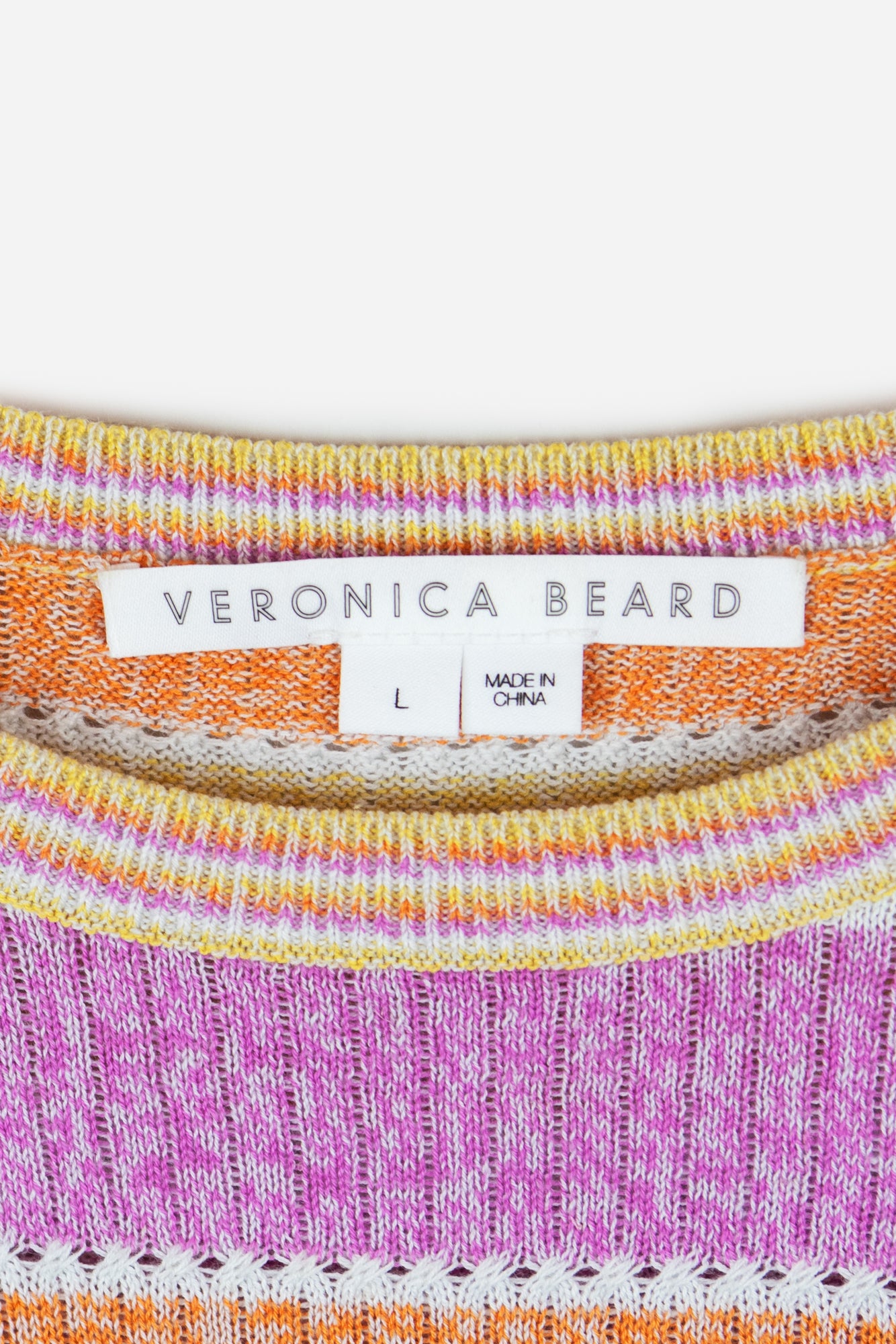 Pink, Orange and Yellow Rib-Knit Striped Sweater