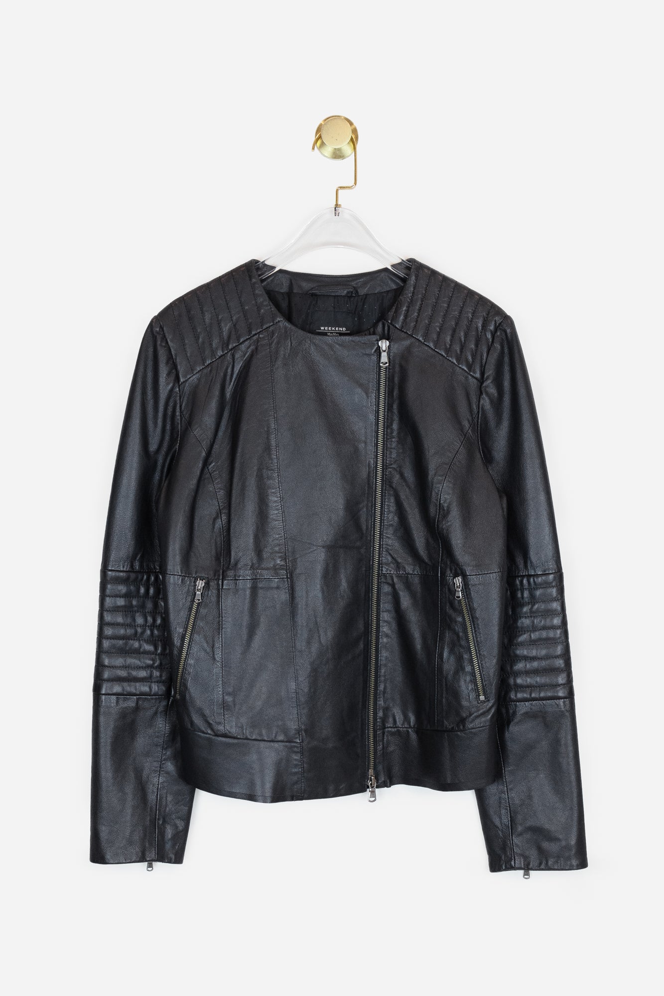 Black Leather Biker Style Jacket