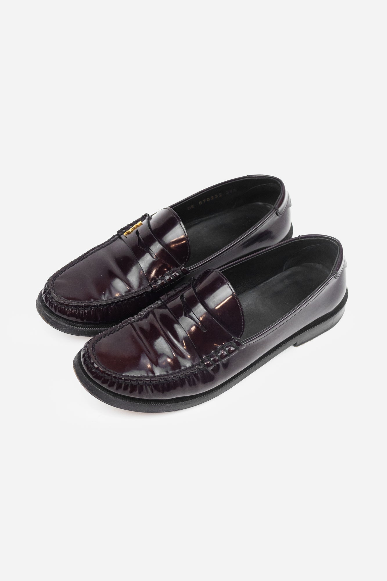 Maroon YSL Loafers with Gold Detail