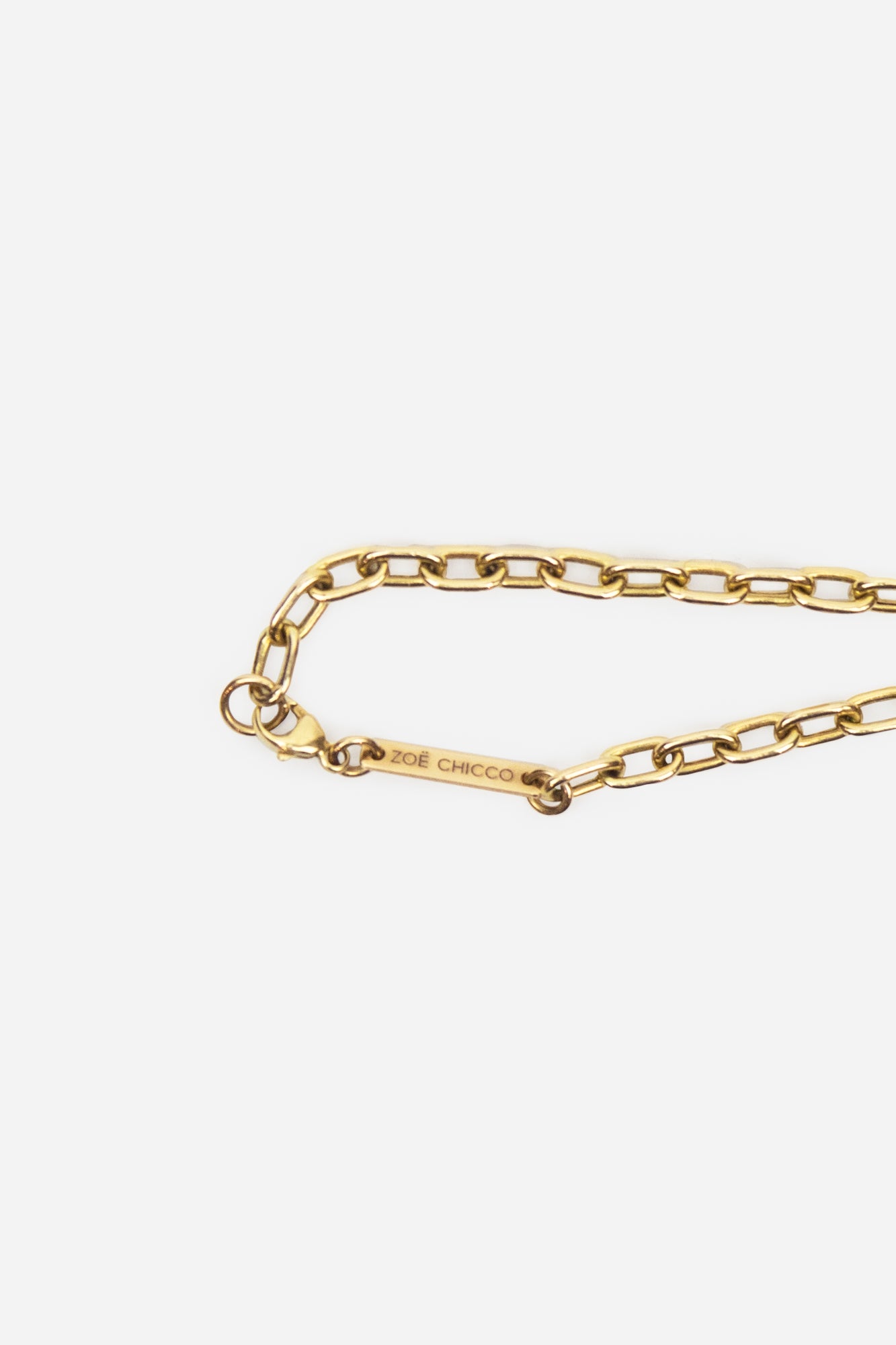 14k Gold Oval Link Chain Faux Toggle Lariat Necklace