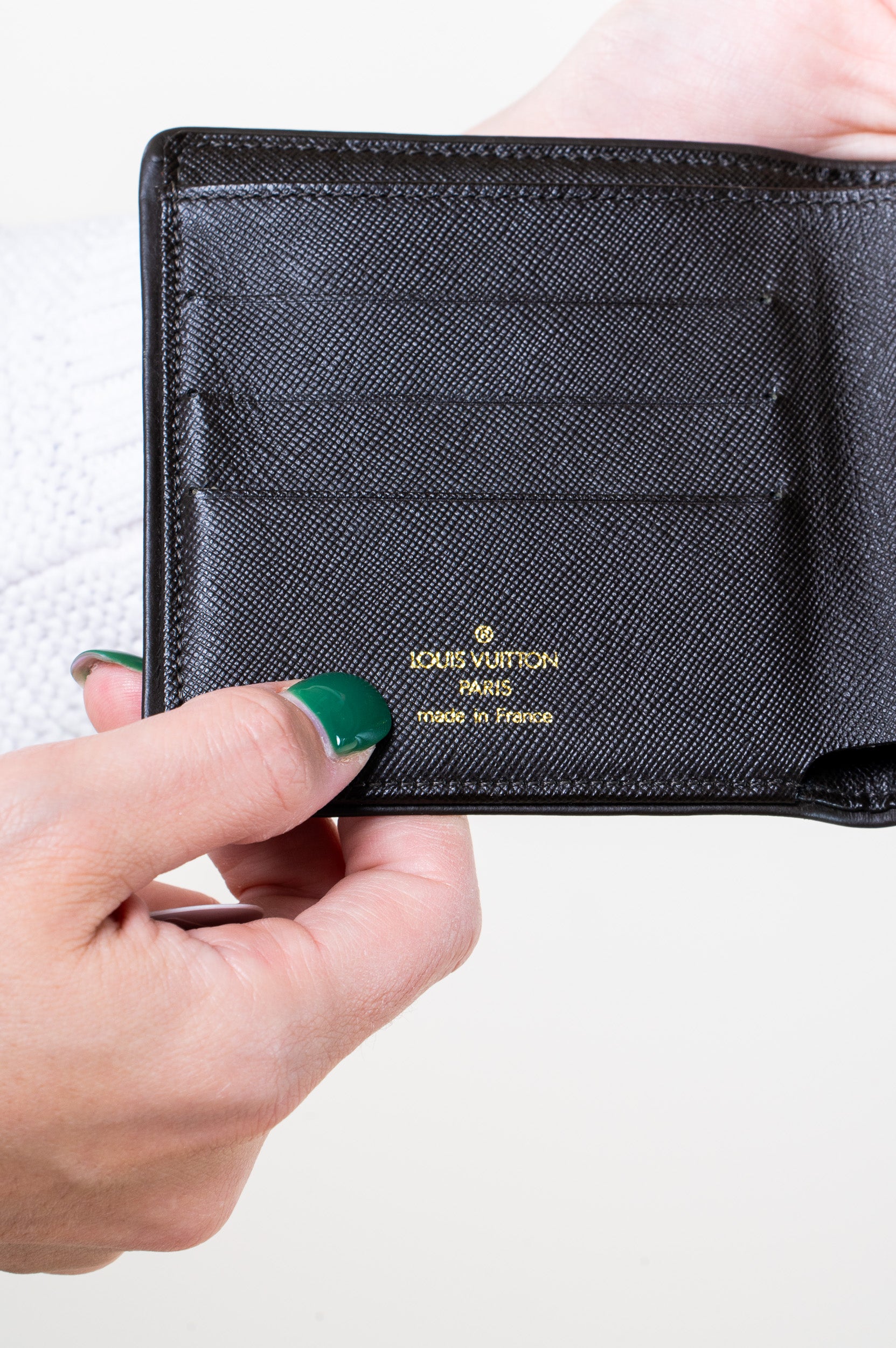 green mini lin canvas square wallet