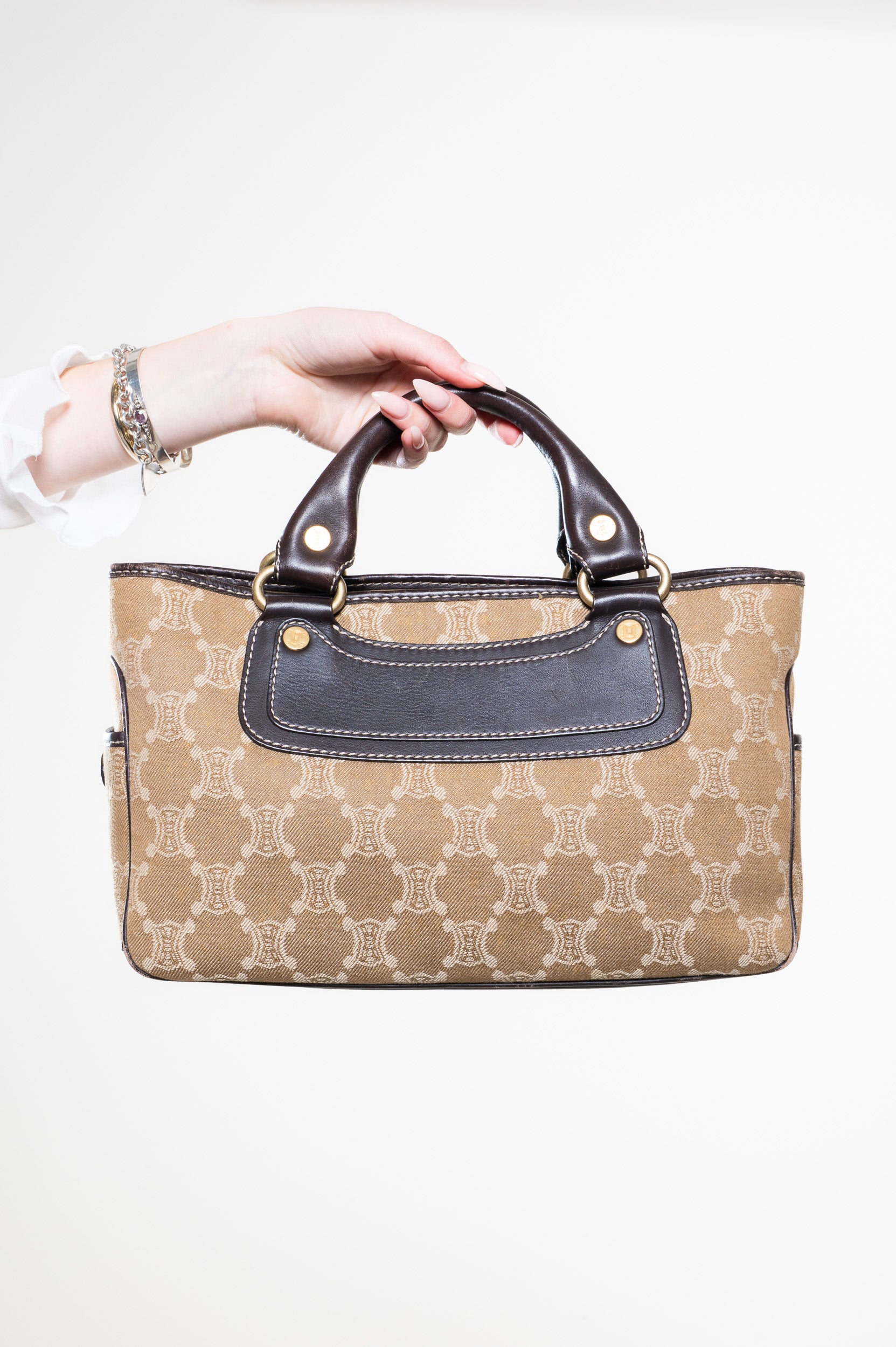 Front view of Celine Macadam Fabric Canvas Handbag