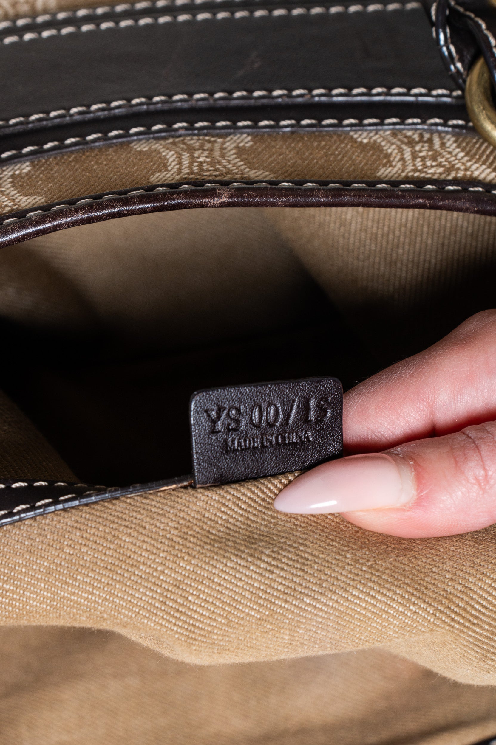 Interior details of Celine Macadam Fabric Canvas Handbag