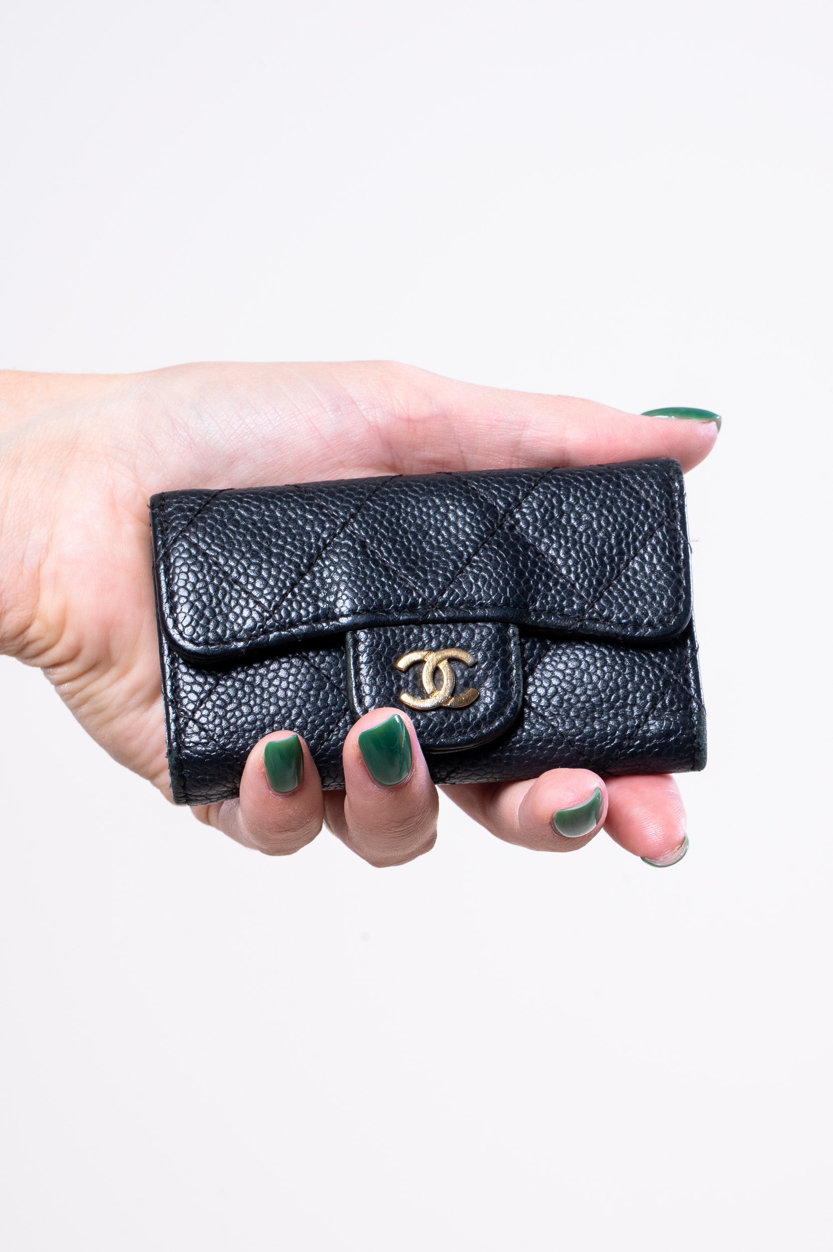 Front view of Chanel Black 6 Key Ring and Card Holder
