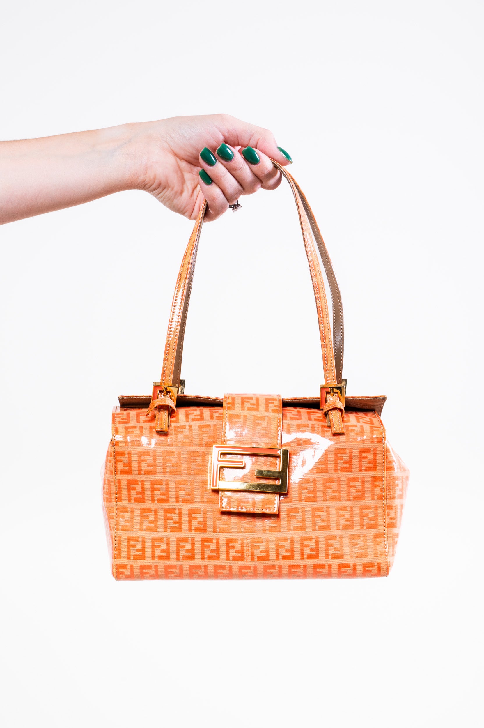 Zucca Mamma Bucket Enamel Shoulder Bag Orange
