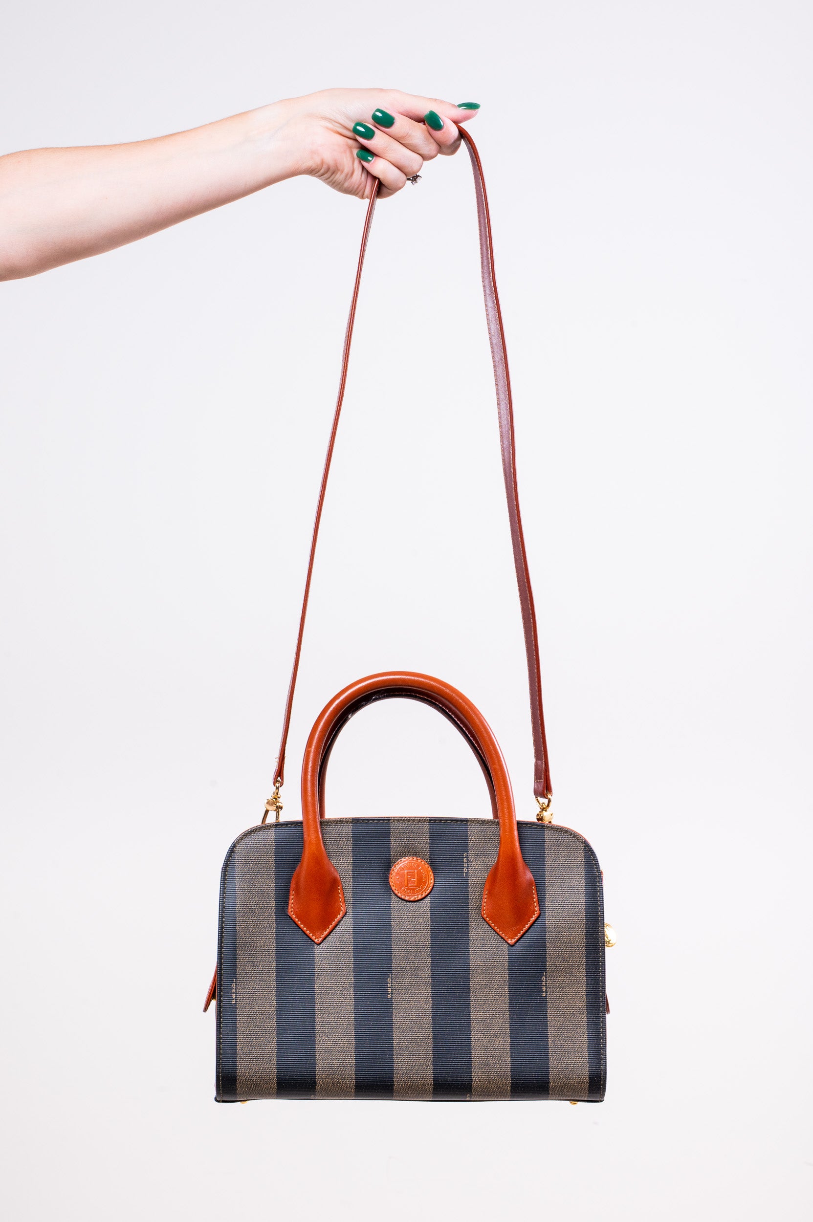 Pequin Striped Canvas Small Tote with Shoulder Strap