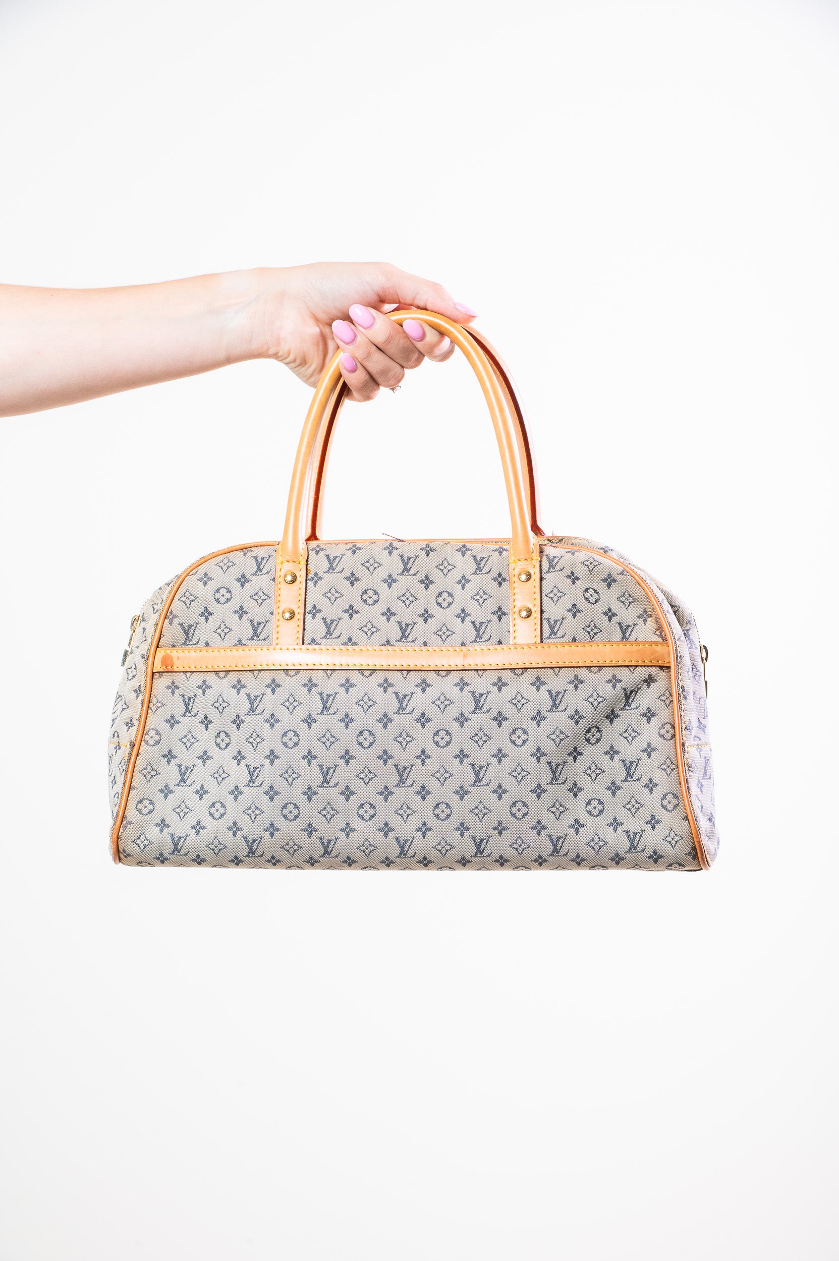 Front view of Louis Vuitton Denim Monogram Mini Lin Marie Tote