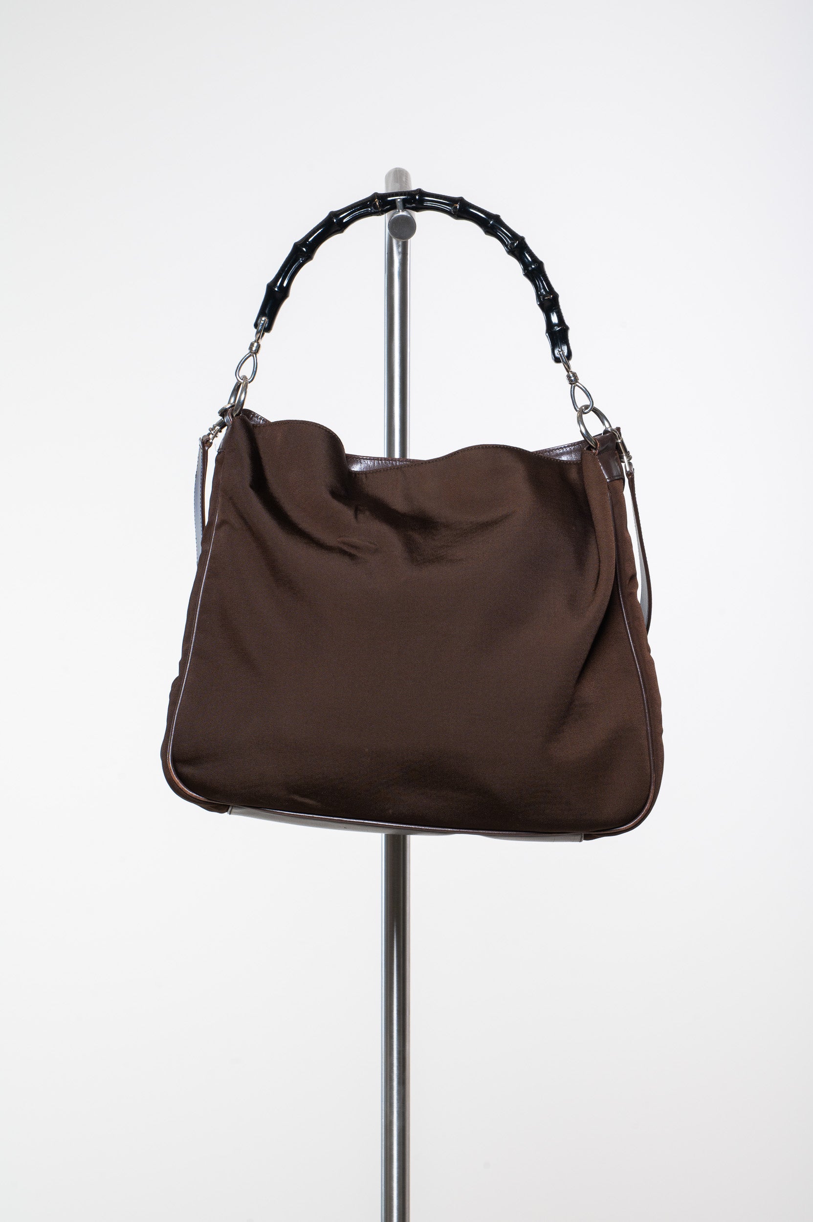 Vintage Bamboo Brown Canvas Leather Crossbody