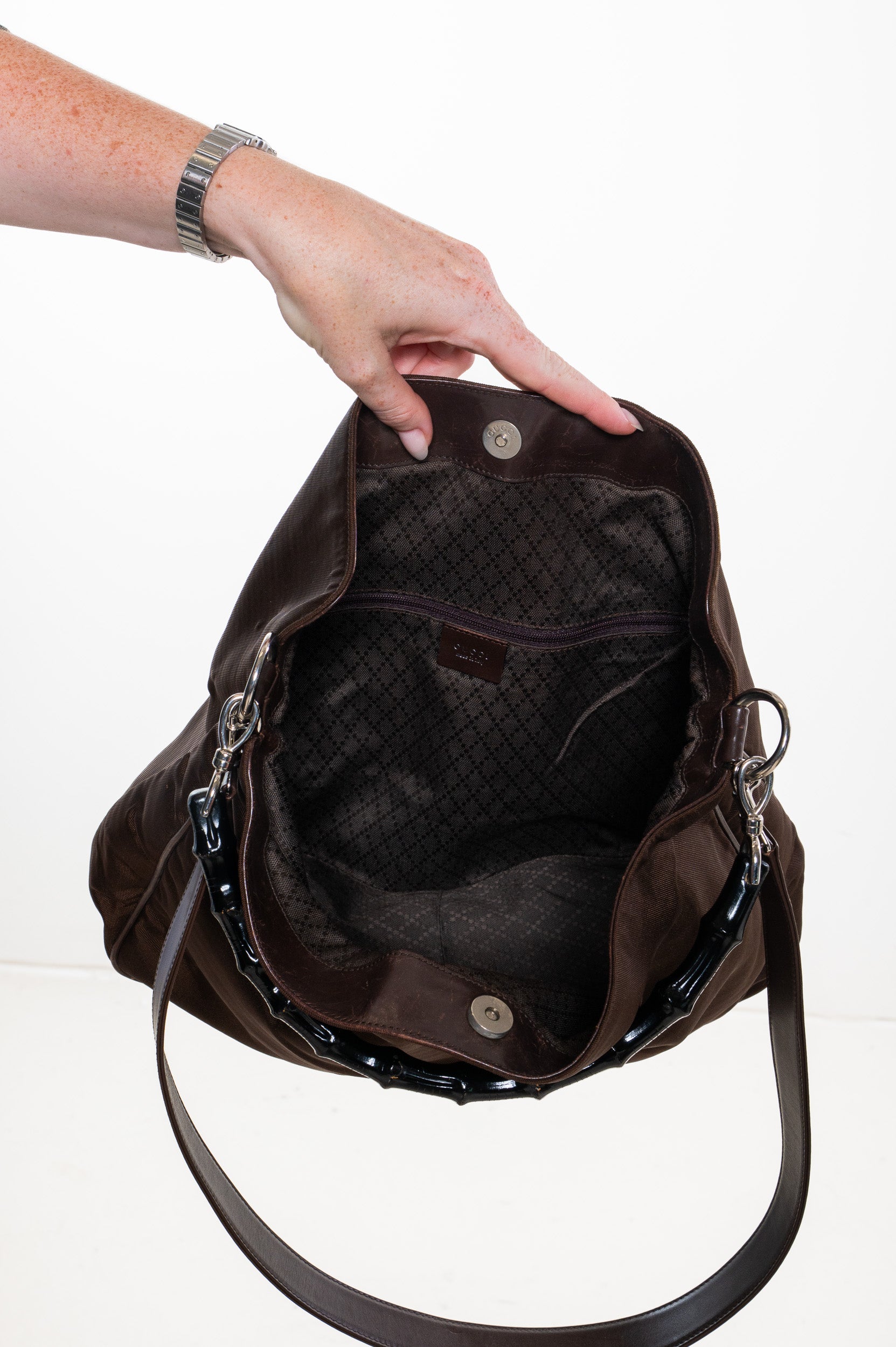 Vintage Bamboo Brown Canvas Leather Crossbody