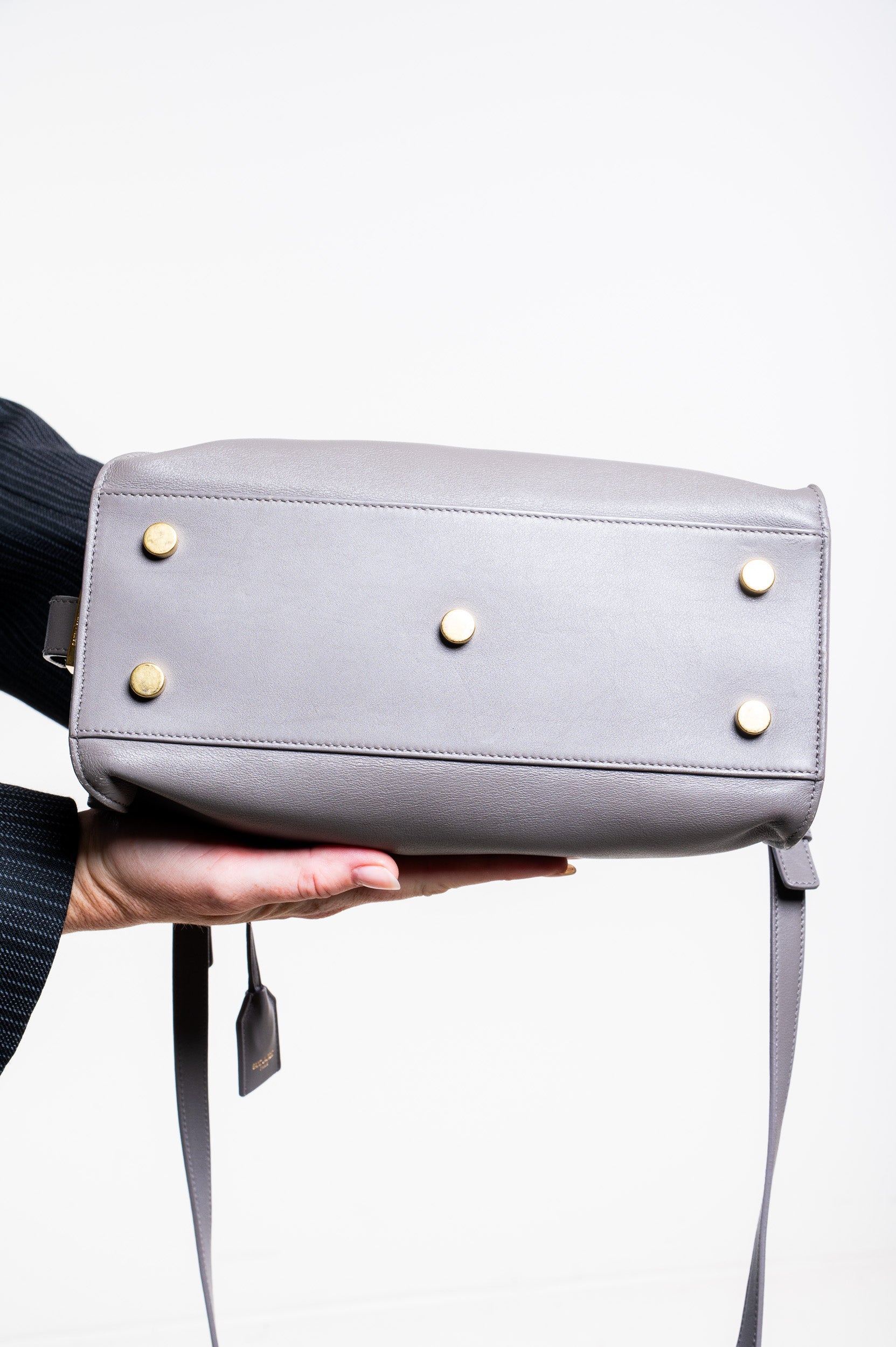 Grey Baby Cabas Leather 
Logo Crossbody