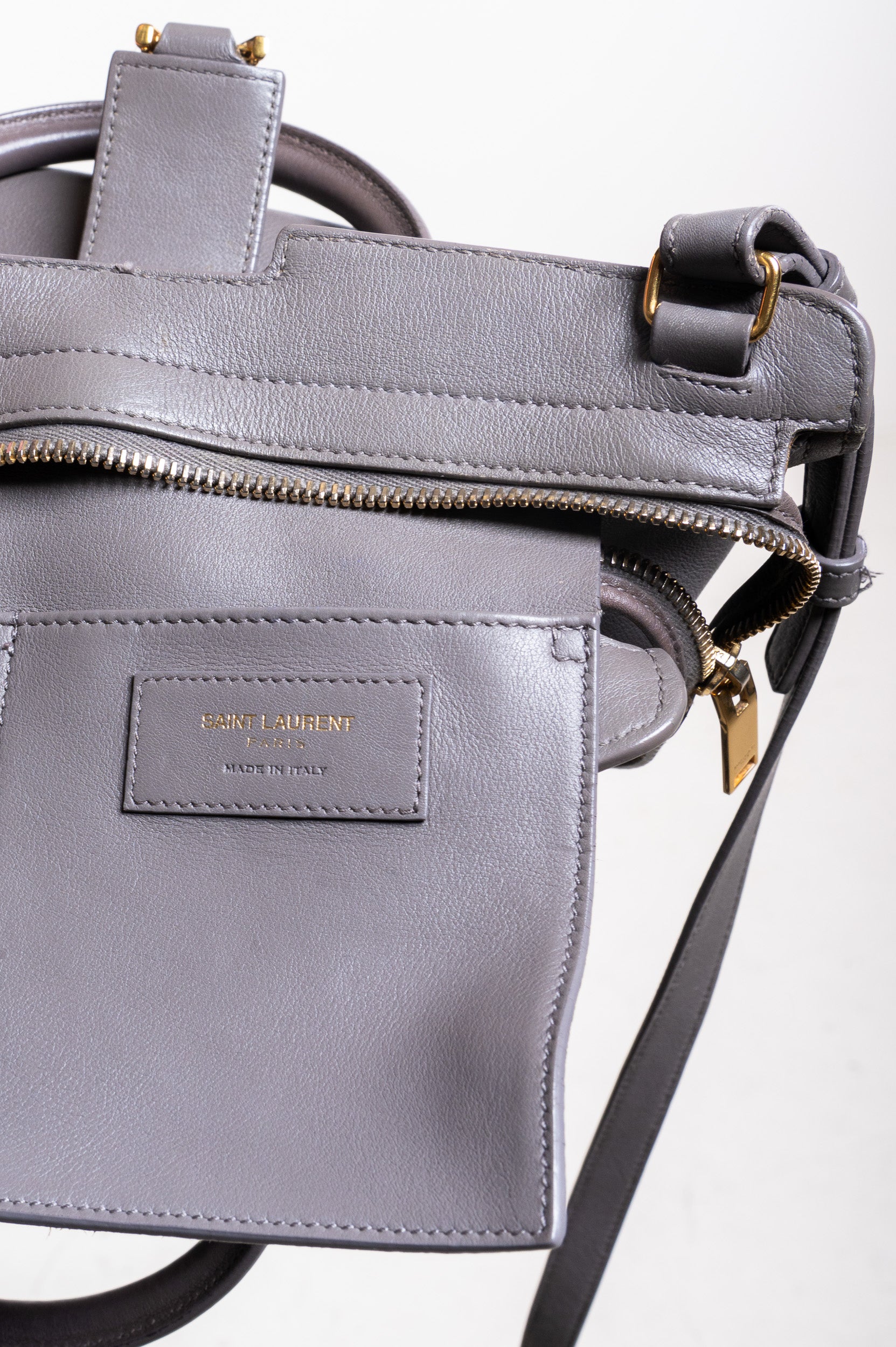 Grey Baby Cabas Leather 
Logo Crossbody