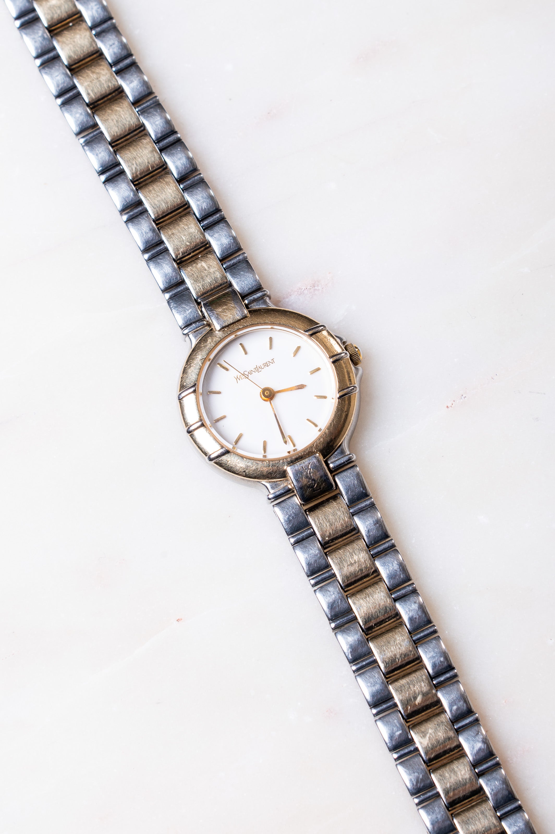 Vintage YSL Mixed Metal Circle Watch