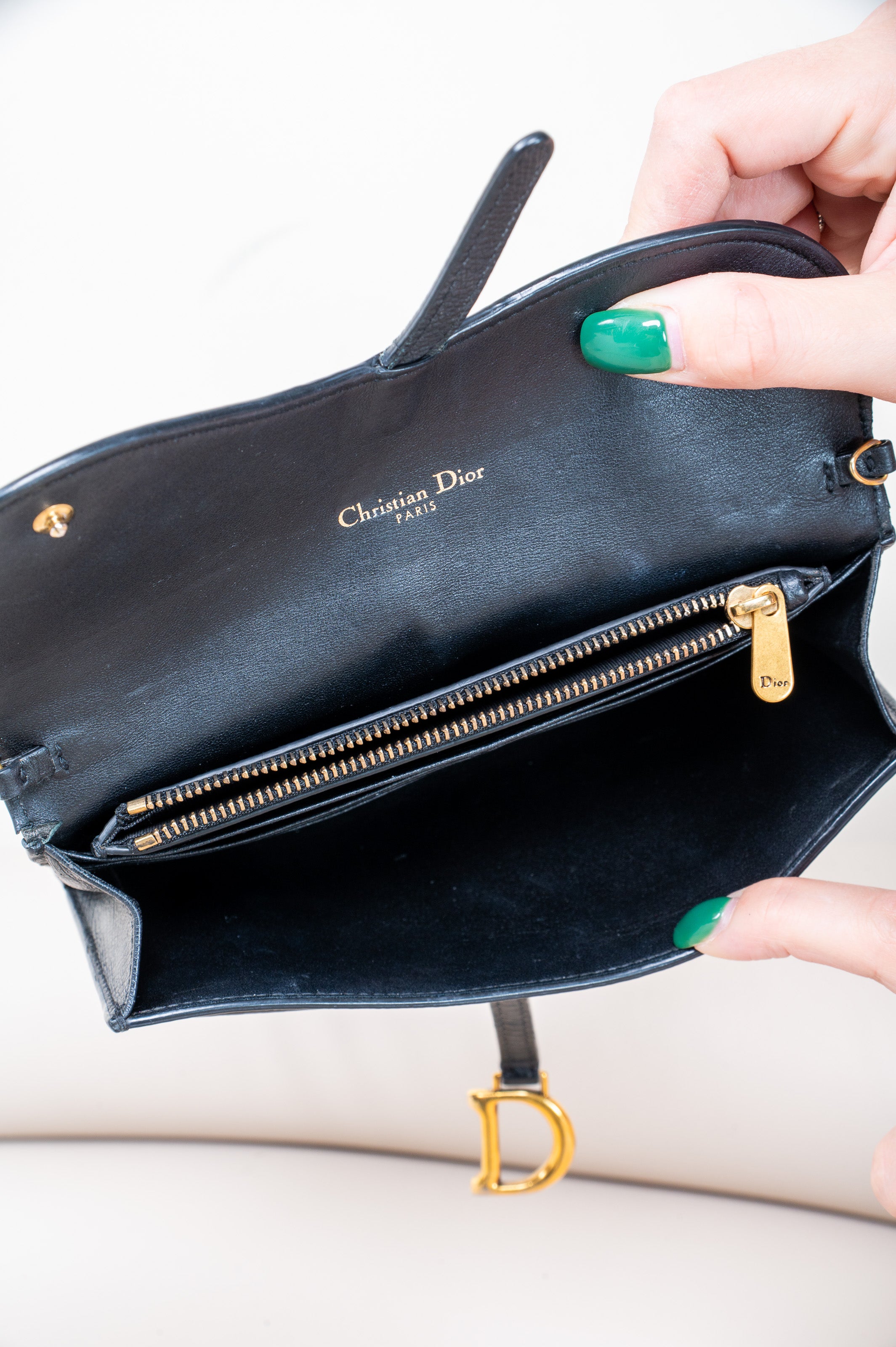 Black Leather Saddle Long Wallet
