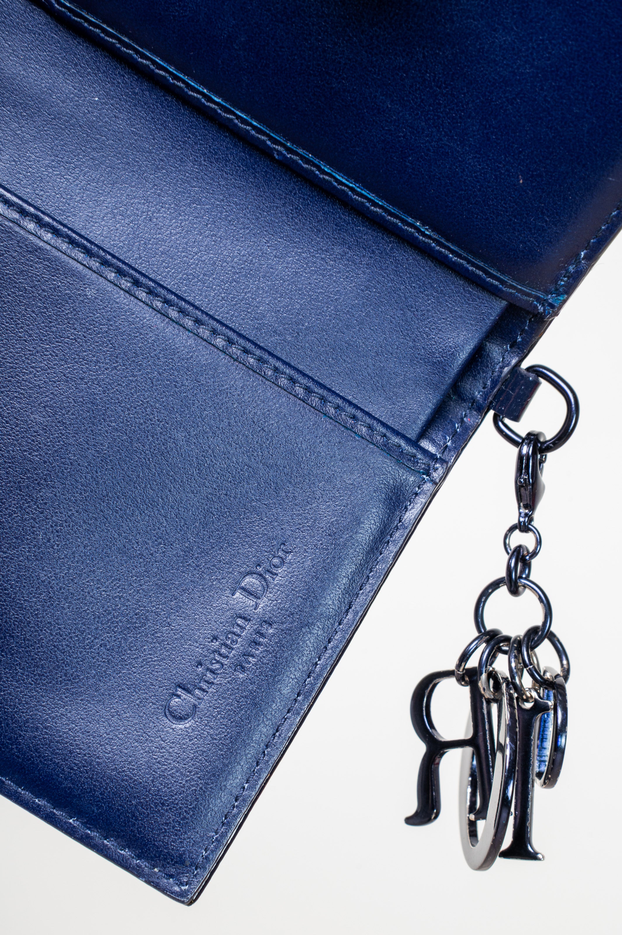 Navy Patent Cannage Mini Lady Dior Wallet