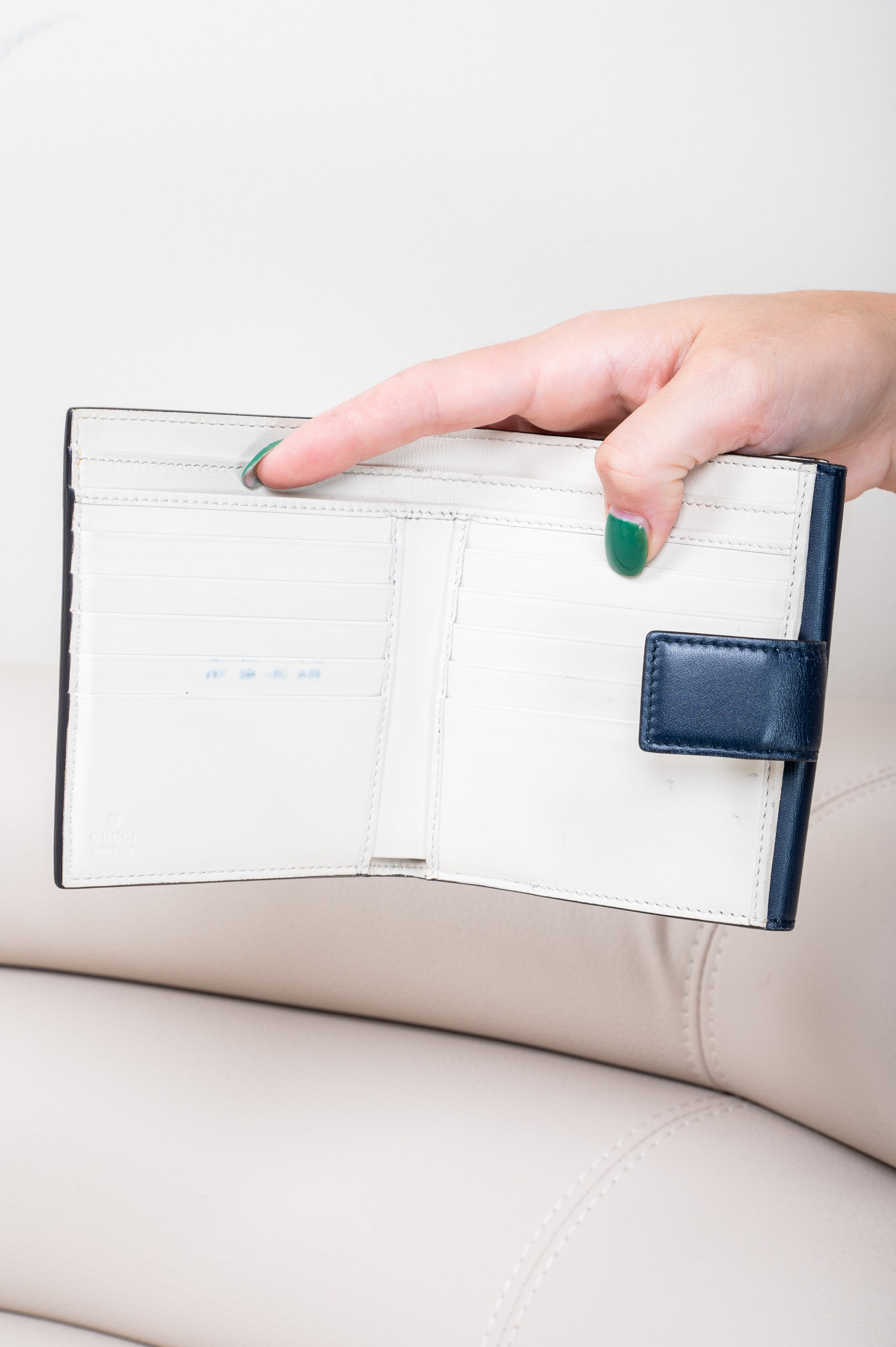 GG Supreme Navy Canvas/Leather Wallet