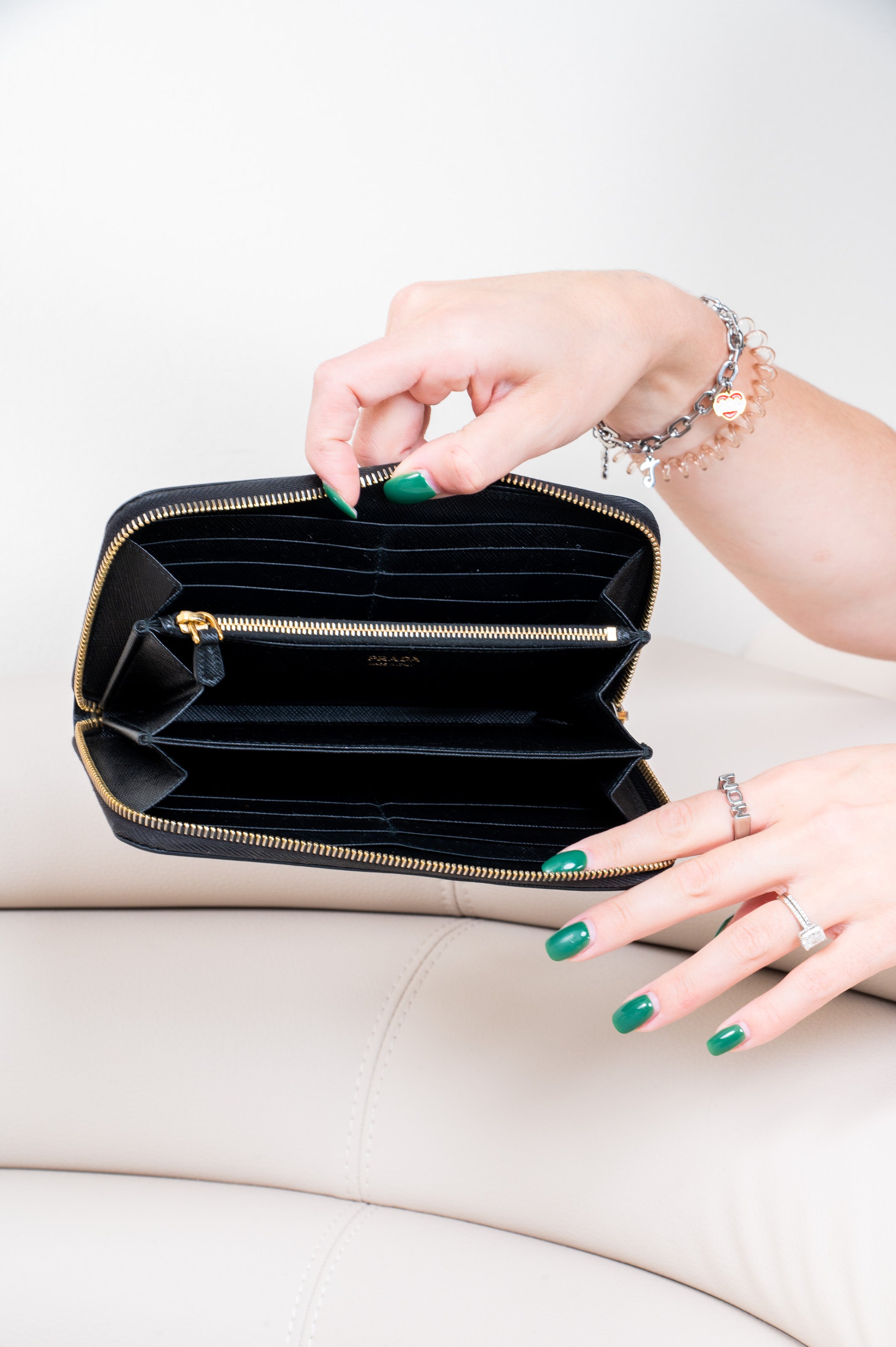 Black Saffiano Zip Around Wallet
