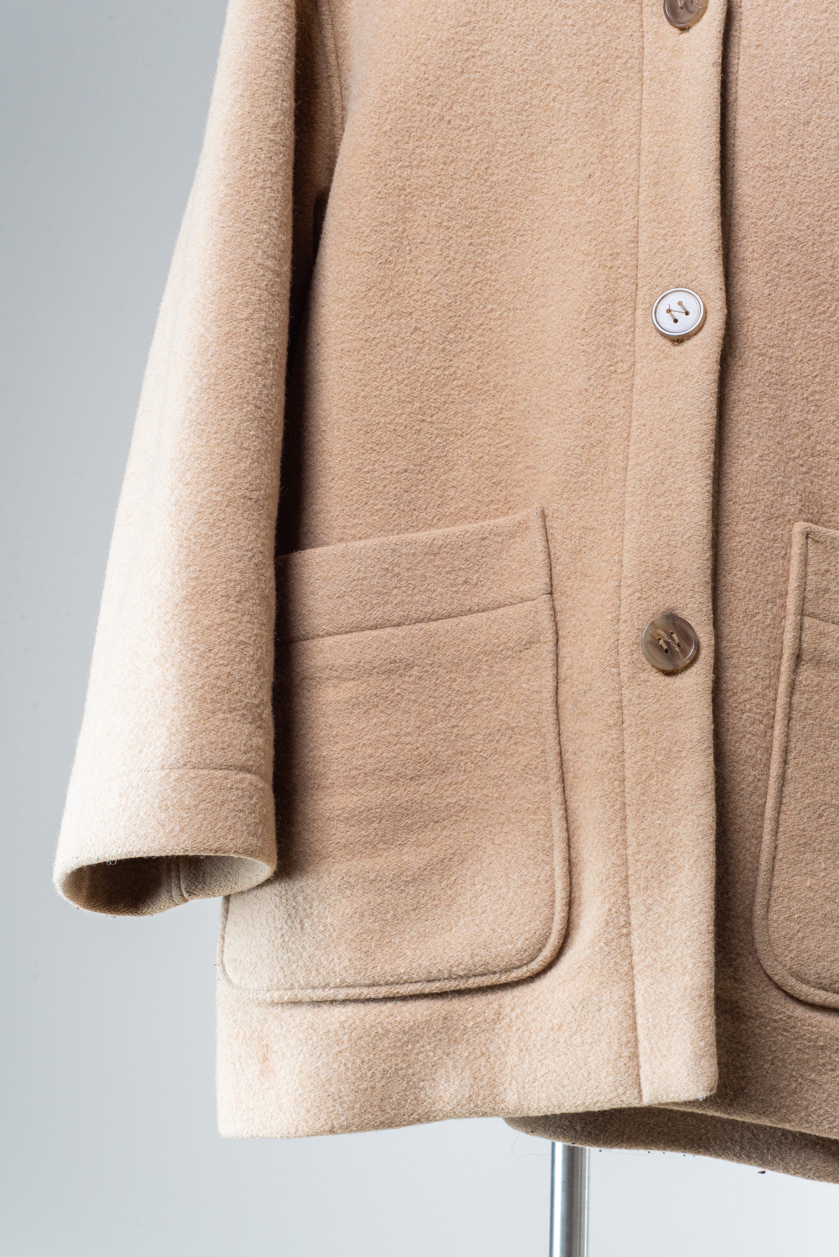 Beige Wool Pocketed Jacket Wool