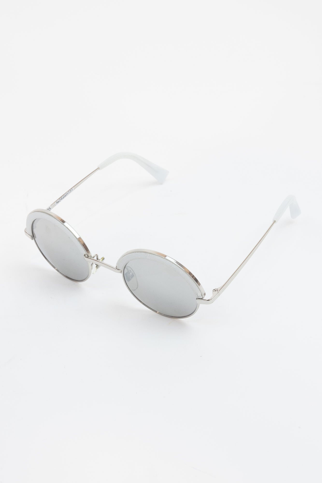 Reflective Round White Frame Sunglasses  Plastic/Metal