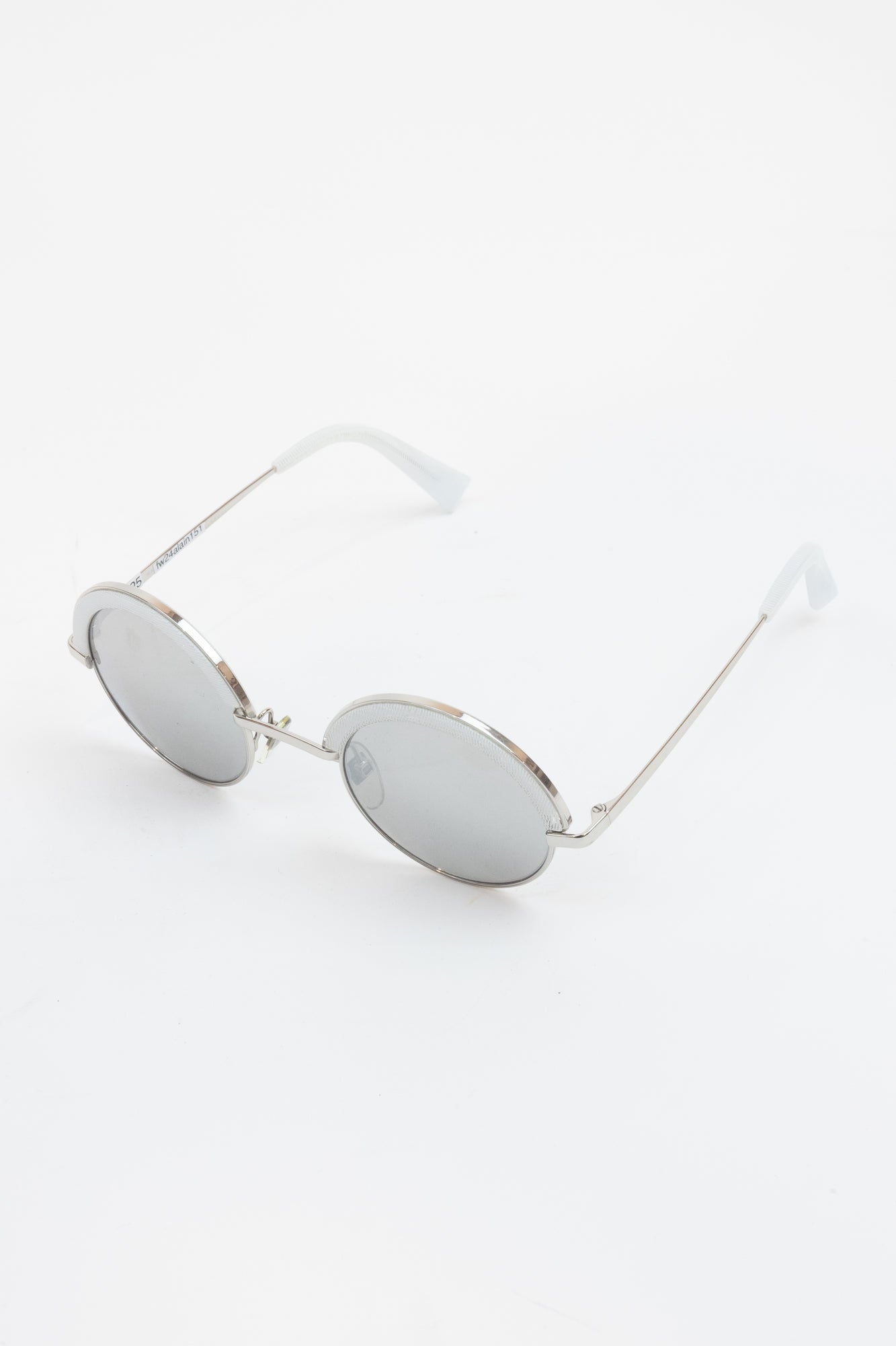 Reflective Round White Frame Sunglasses Plastic/Metal