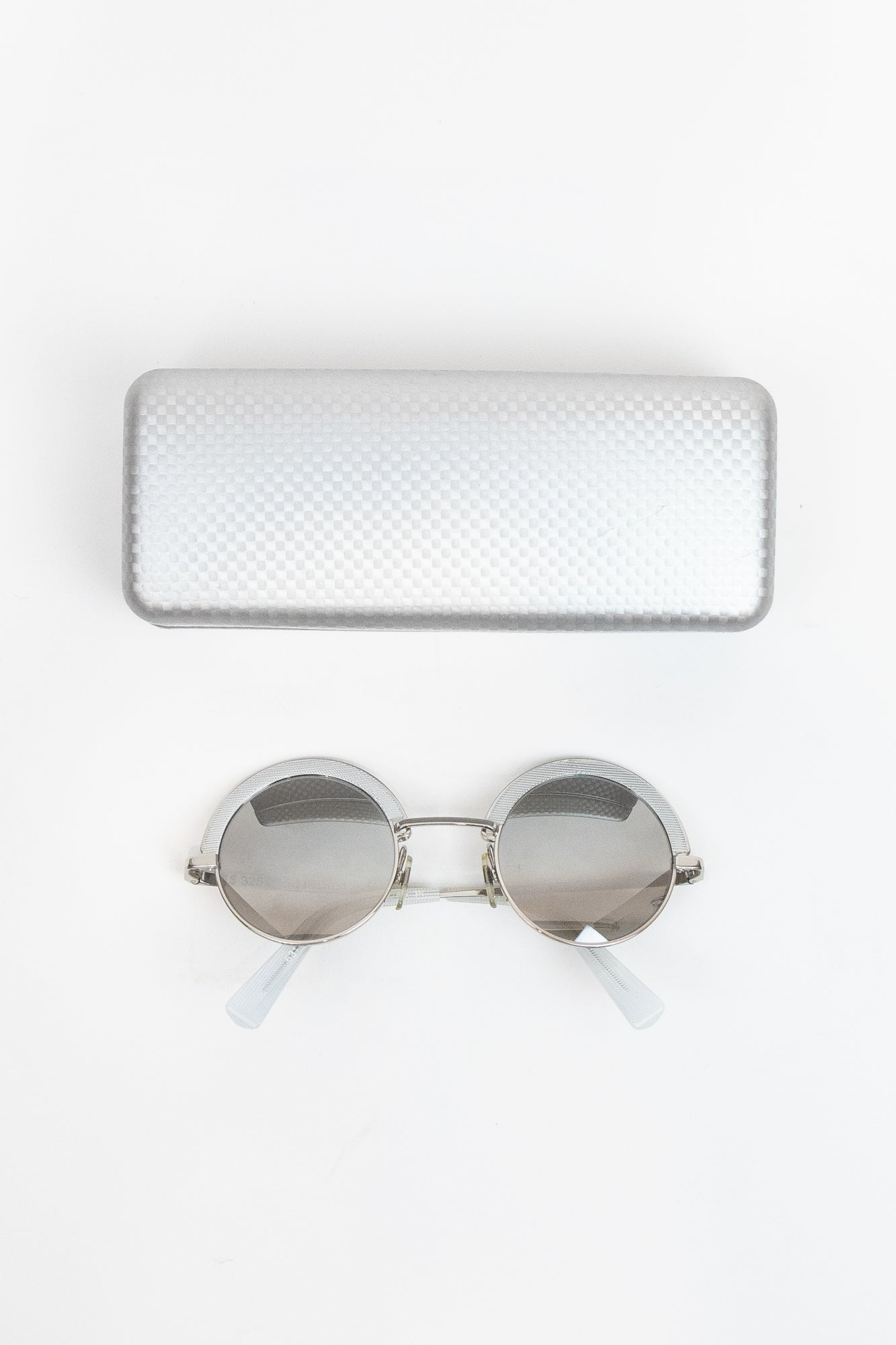 Reflective Round White Frame Sunglasses  Plastic/Metal