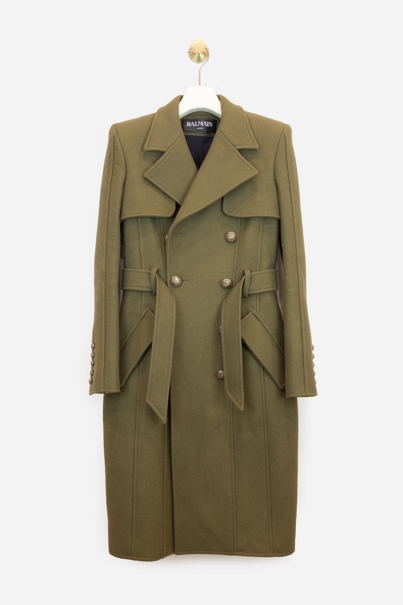 Olive Green Trench Coat Jacket Wool