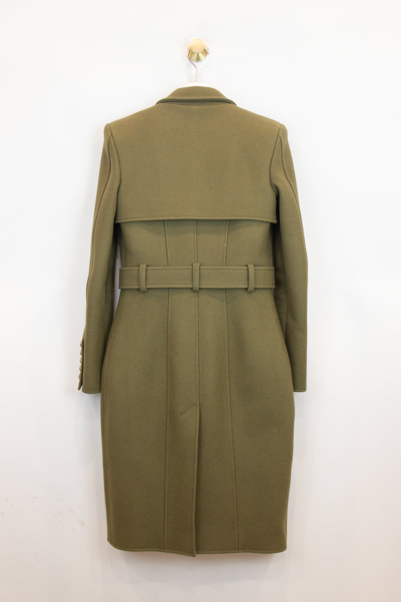 Olive Green Trench Coat Jacket Wool