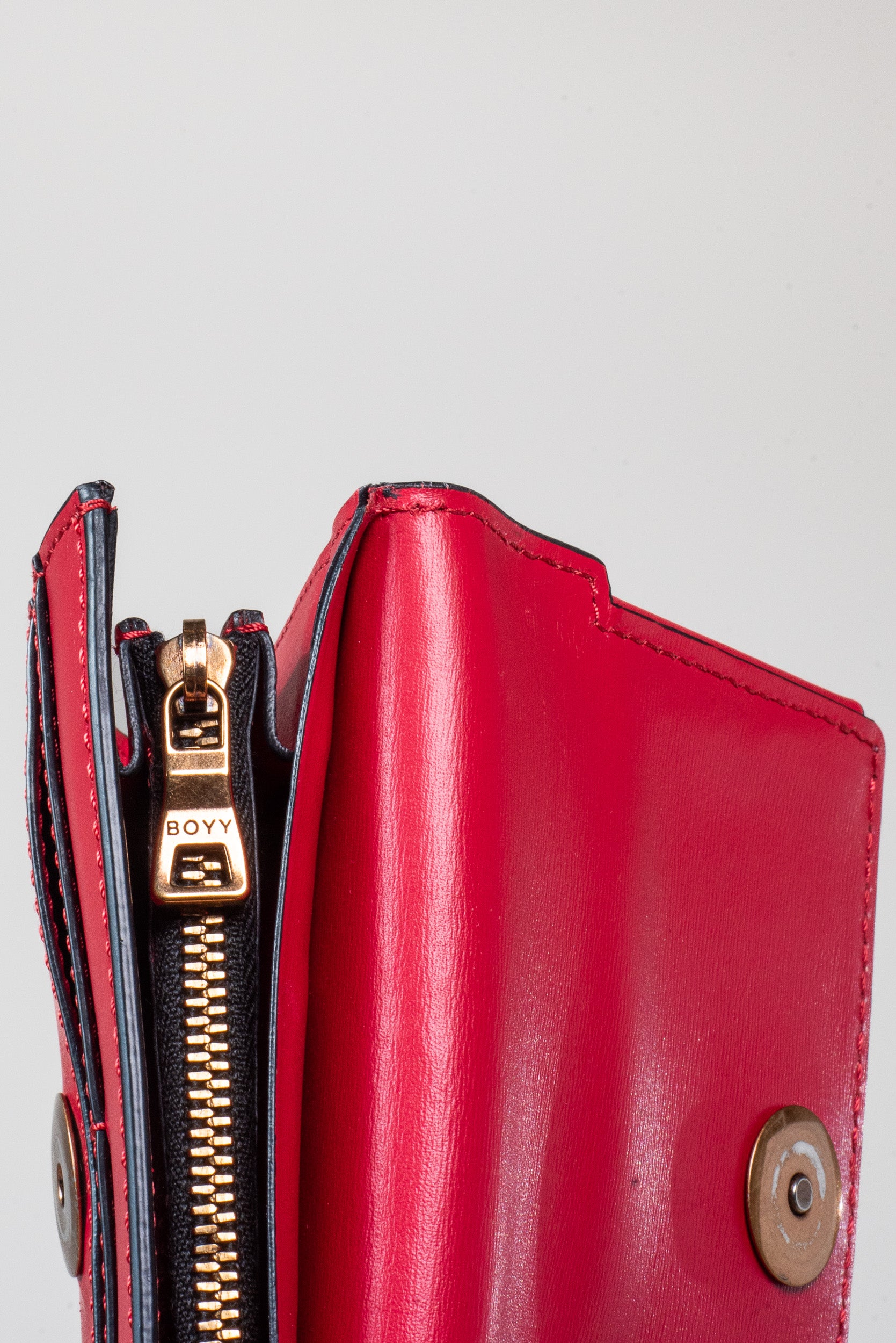 Red Buckled Leather Wallet Leather/Metal