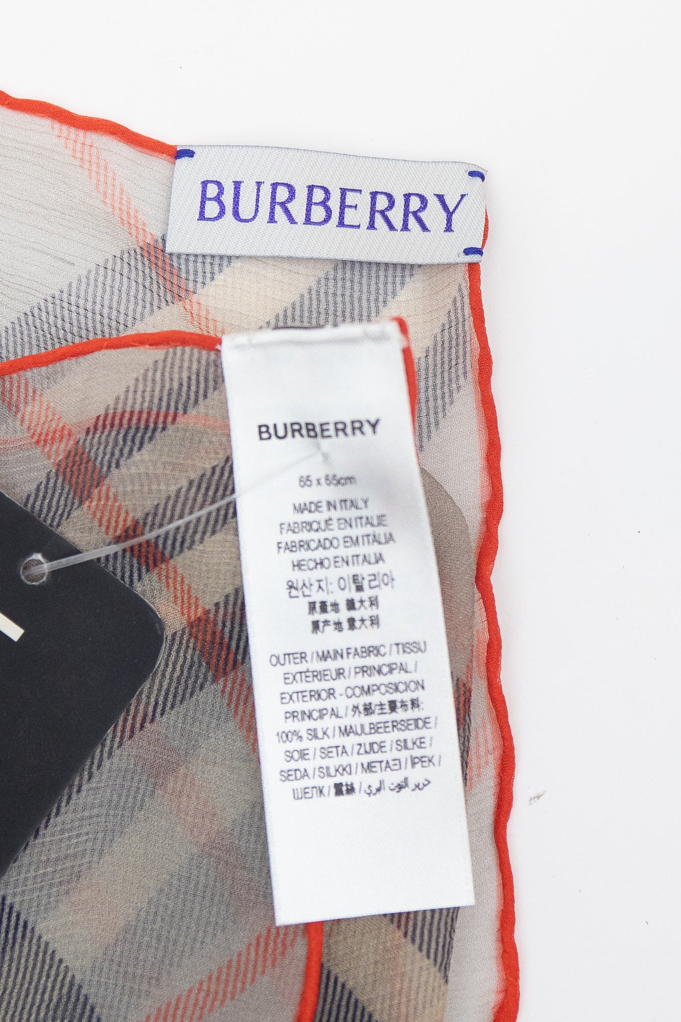 Shear Grey Check Scarf With Red Lining SIlk