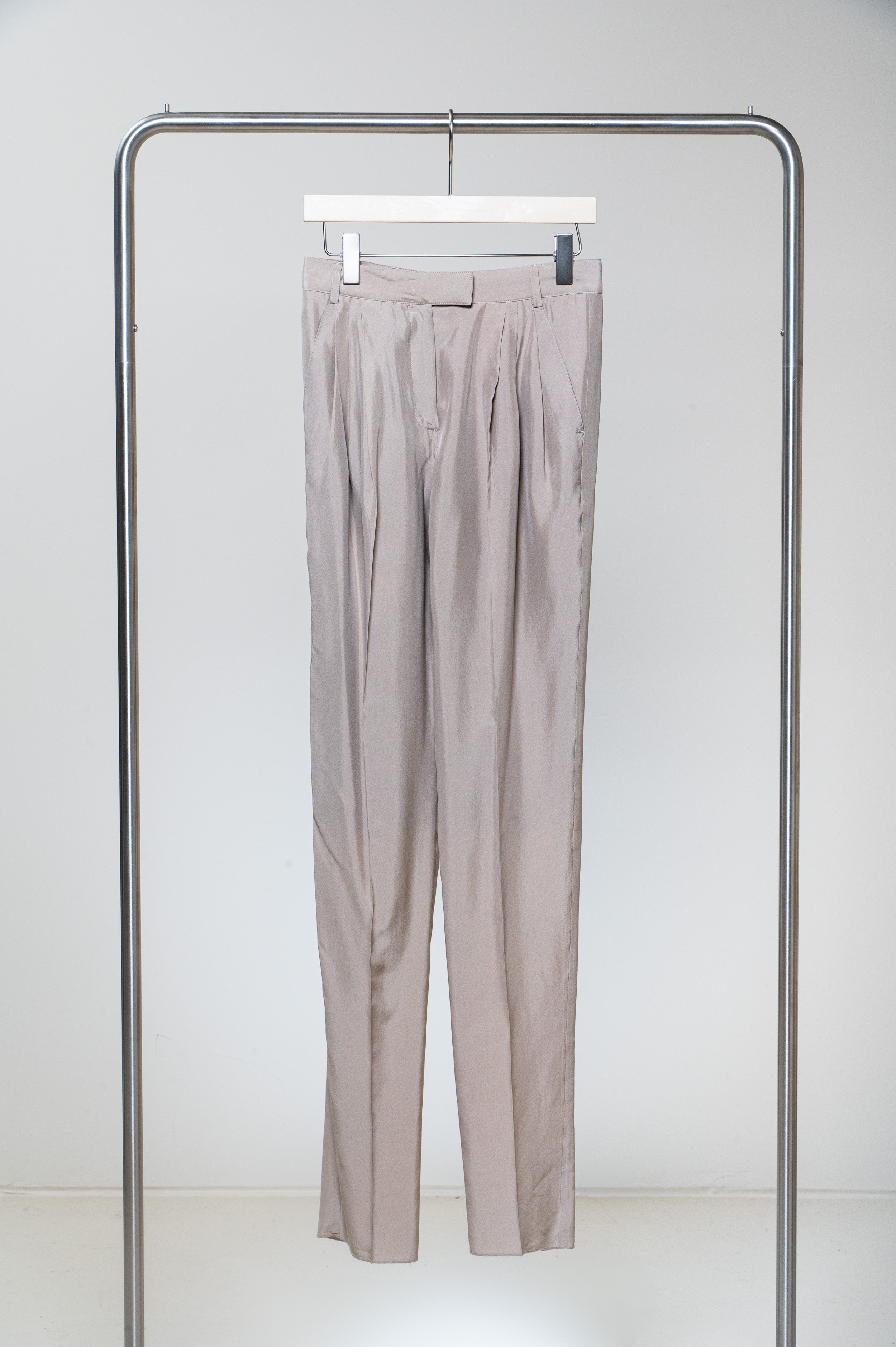 Silk Flowy Beige Trouser Silk