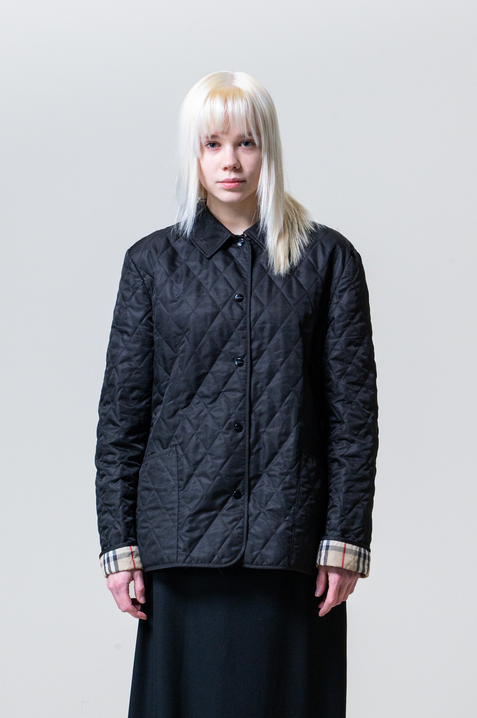 Black Quilted Check Jacket Polyester/Polyamide