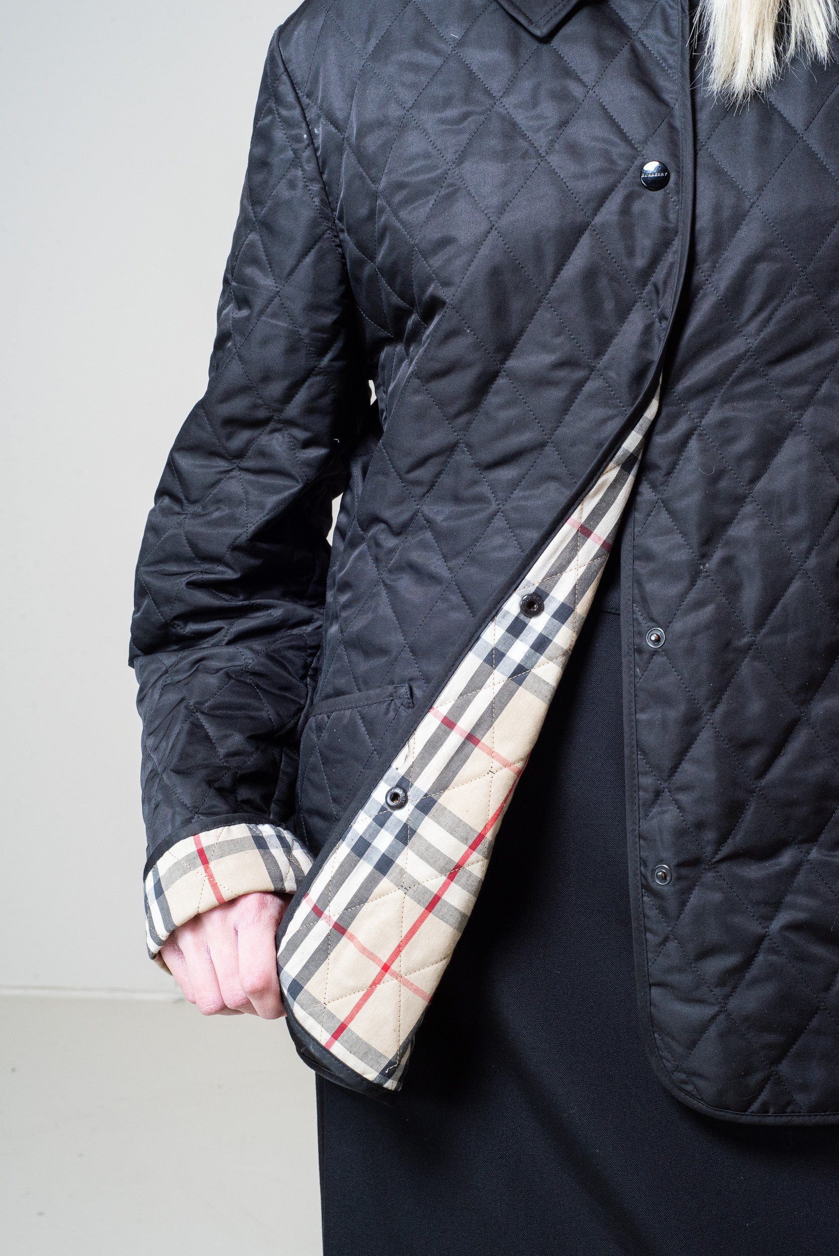 Black Quilted Check Jacket Polyester/Polyamide