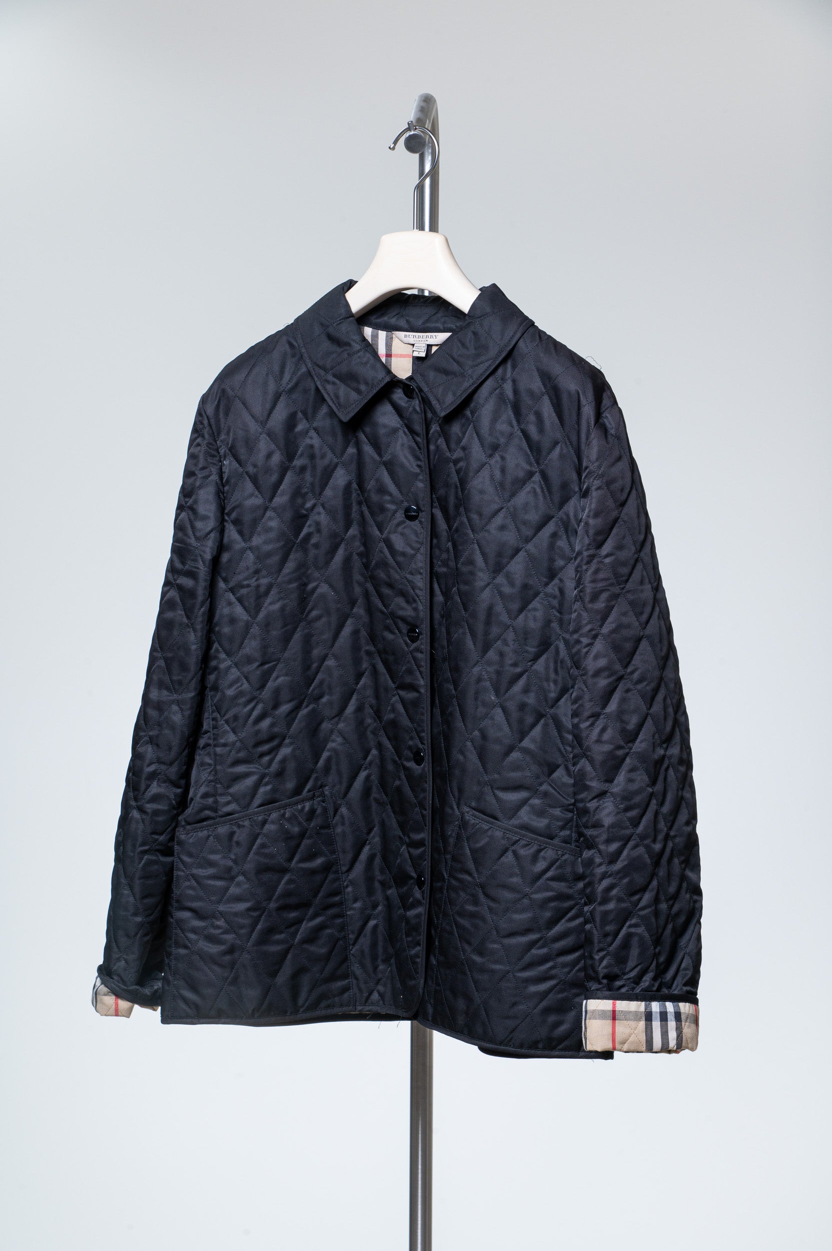 Black Quilted Check Jacket Polyester/Polyamide