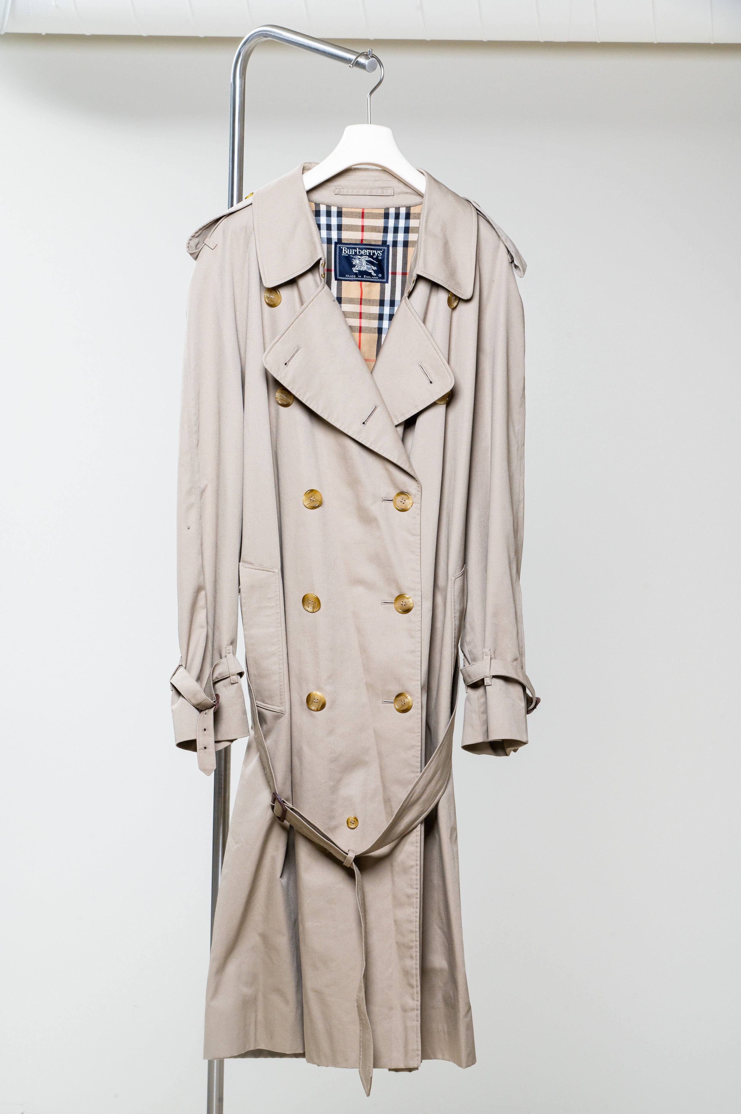 Vintage Beige Classic Trench Polyester/Cotton