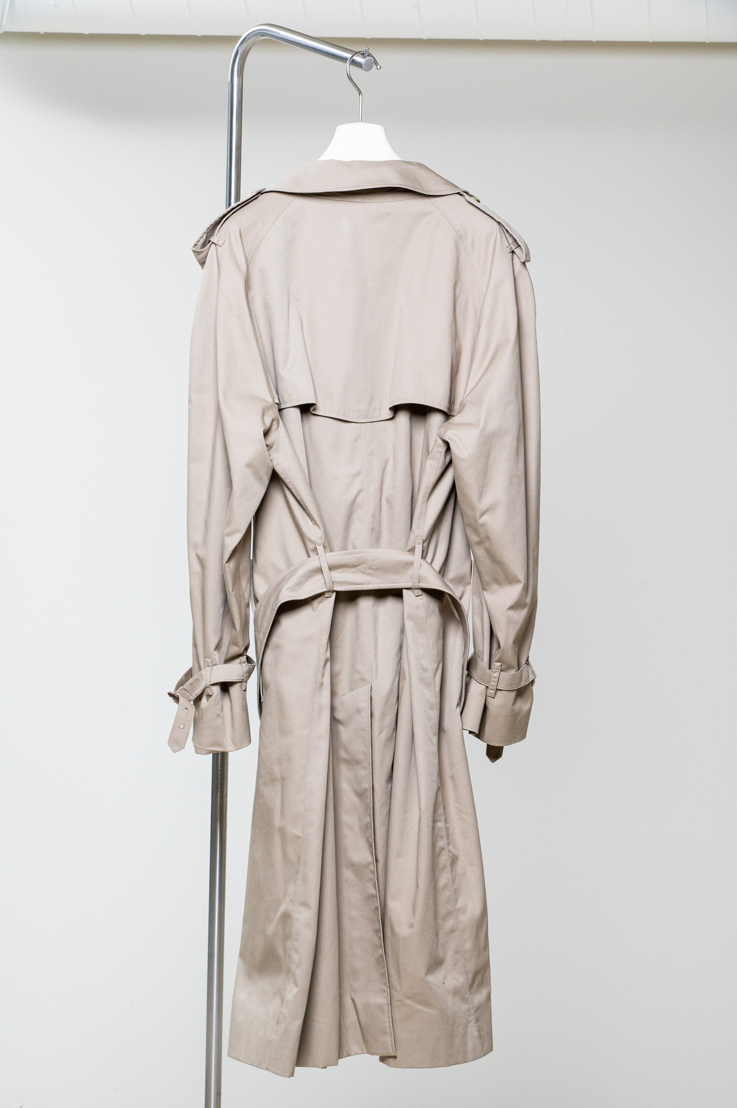 Vintage Beige Classic Trench Polyester/Cotton