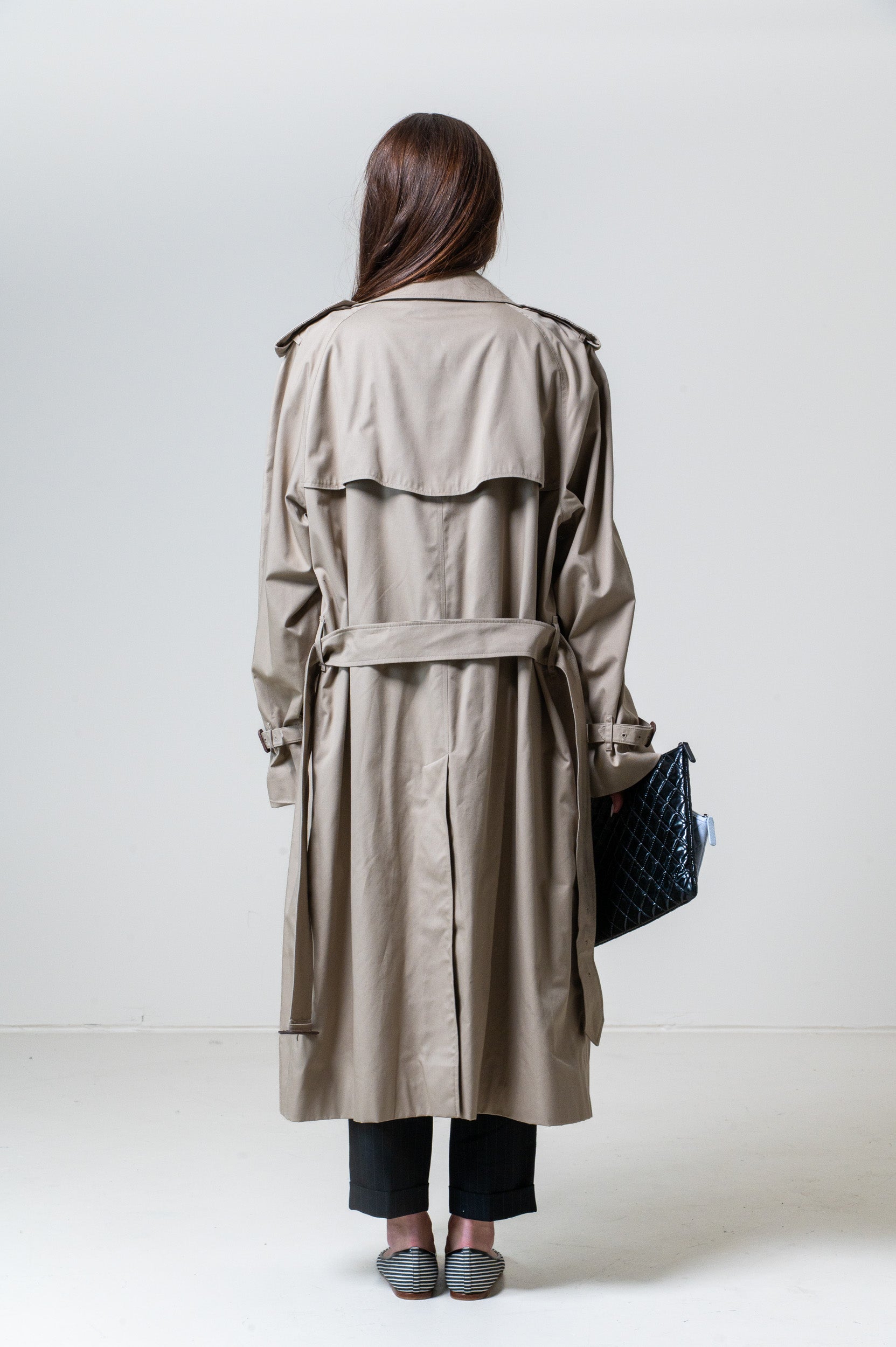 Vintage Beige Classic Trench Polyester/Cotton