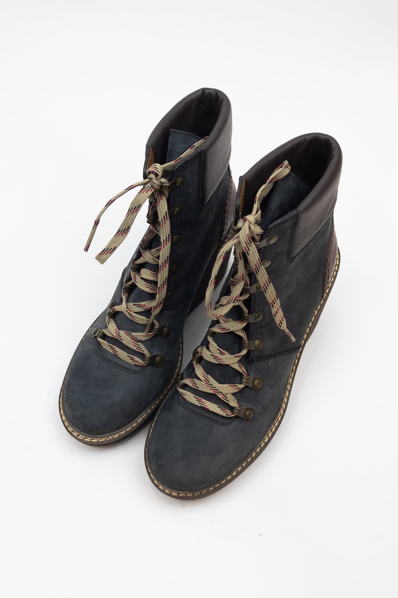 Navy And Brown Wedge Suede Boot