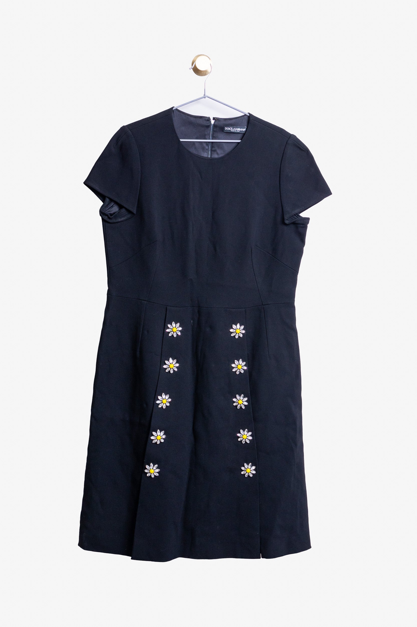 Black T-Shirt Midi Dress With Dimond Daisy's Viscose/Rayon