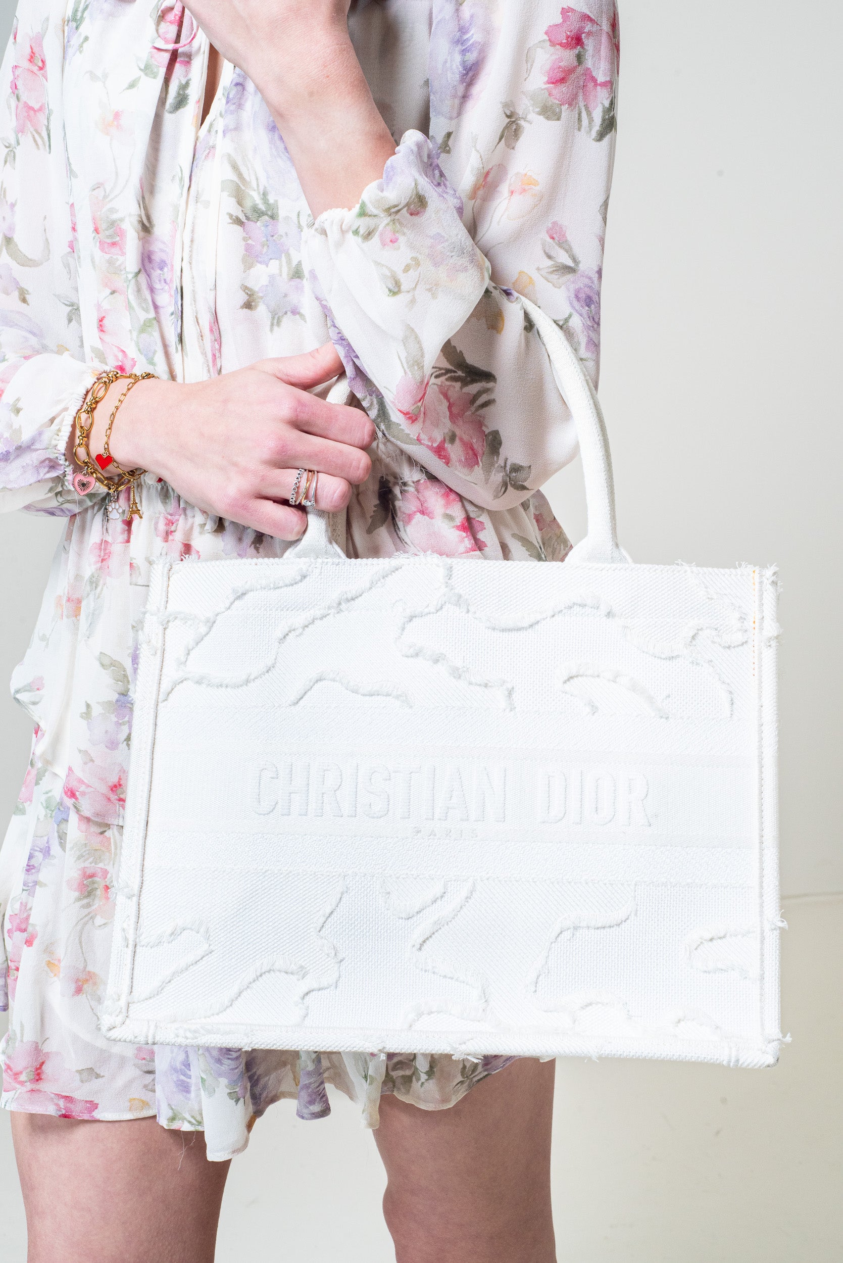 White Camouflage Canvas Medium Book Tote