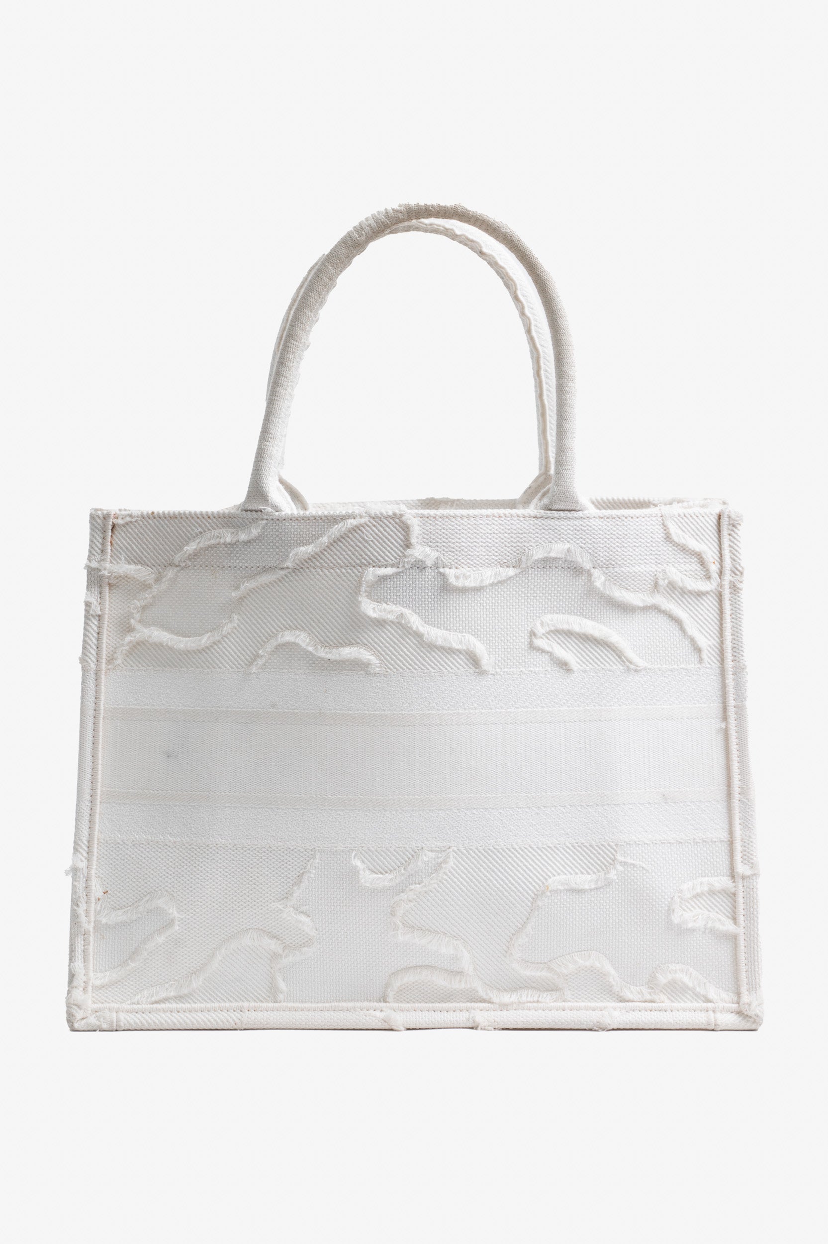 White Camouflage Canvas Medium Book Tote