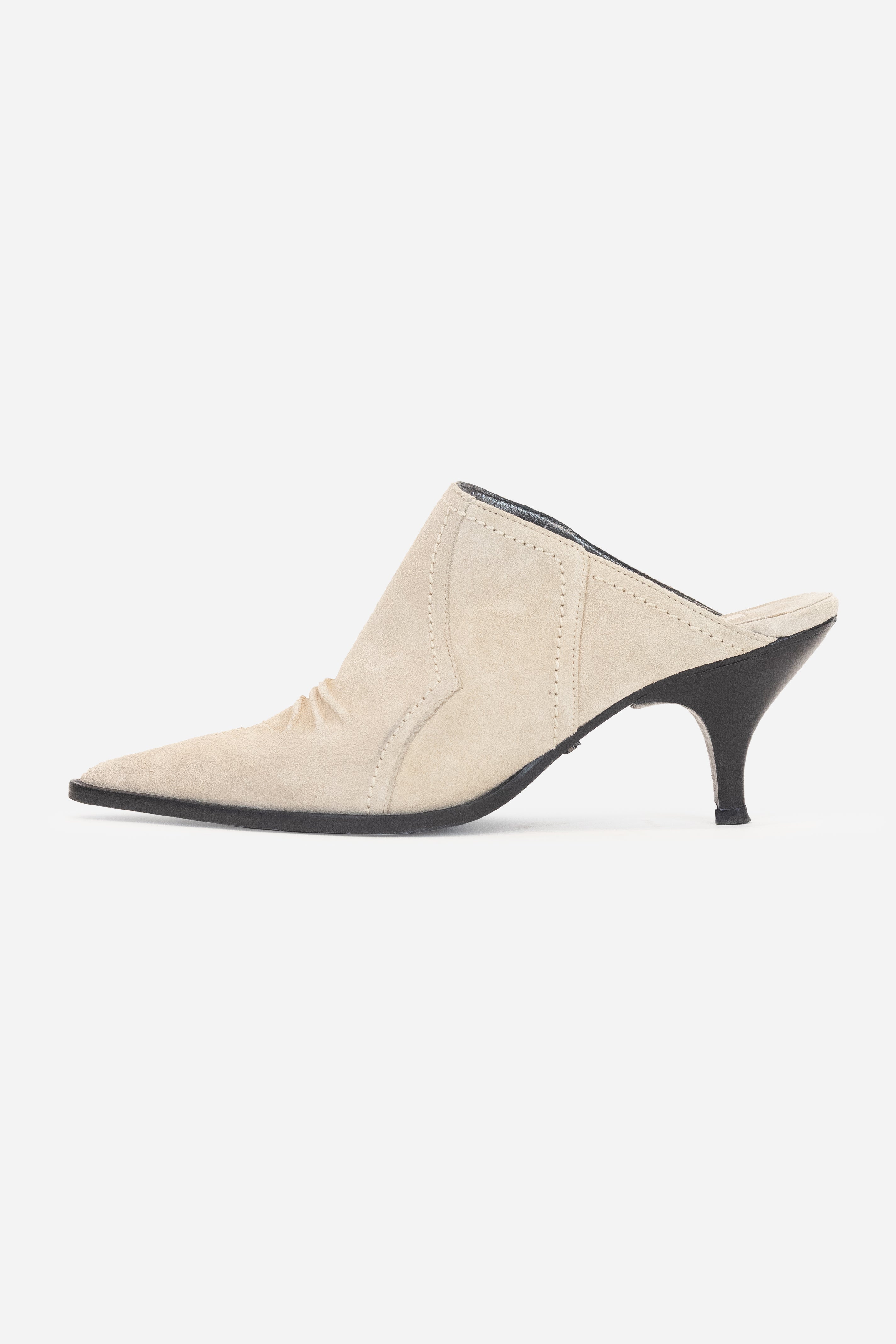 Cream Suede Western Mule Pump Suede