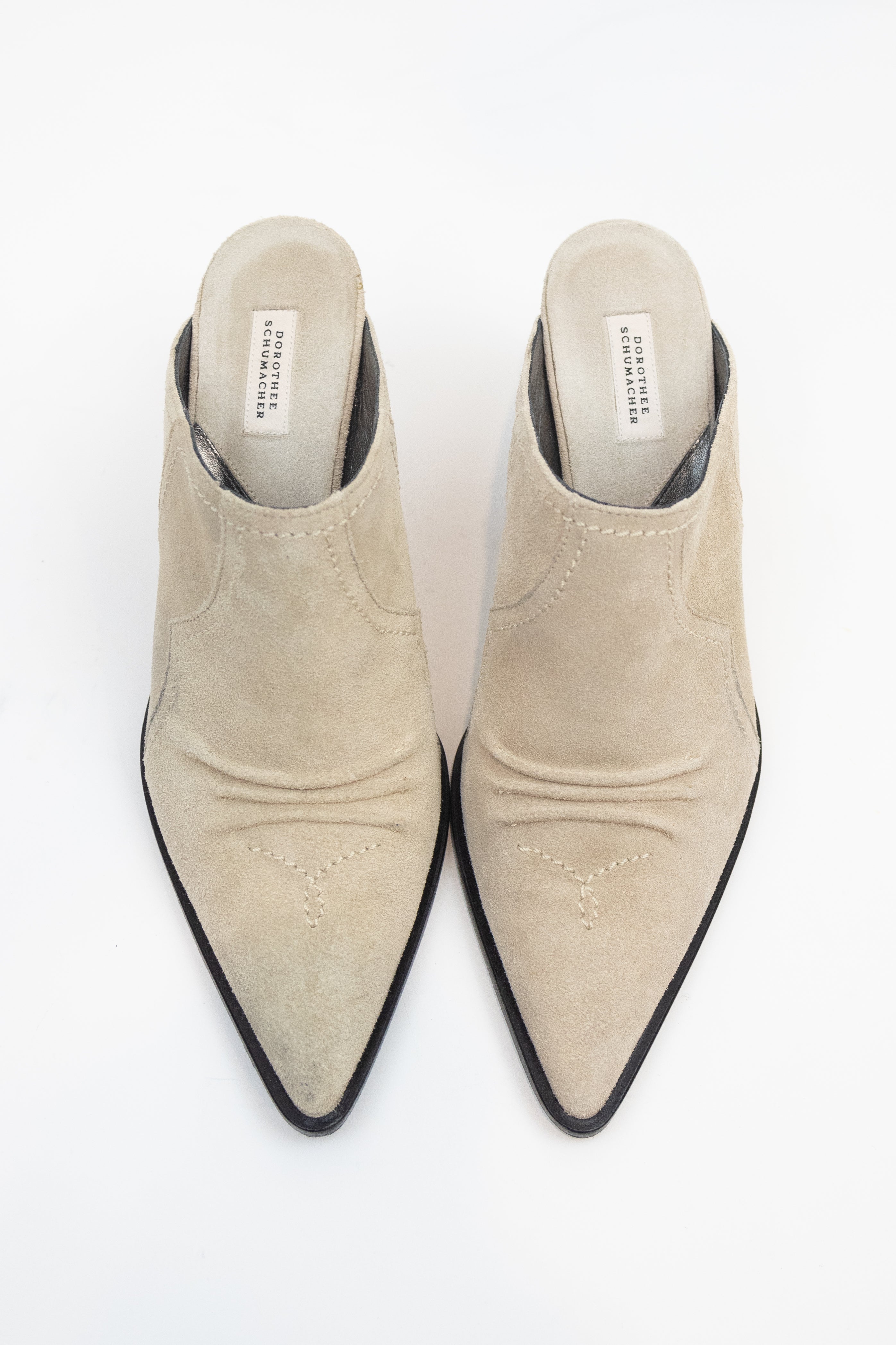 Cream Suede Western Mule Pump Suede