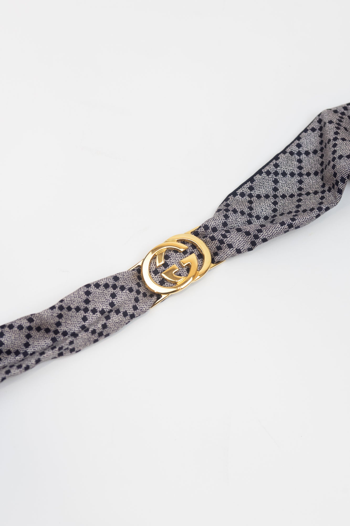 Black Pattern Twilly With GG Buckle Silk/Metal