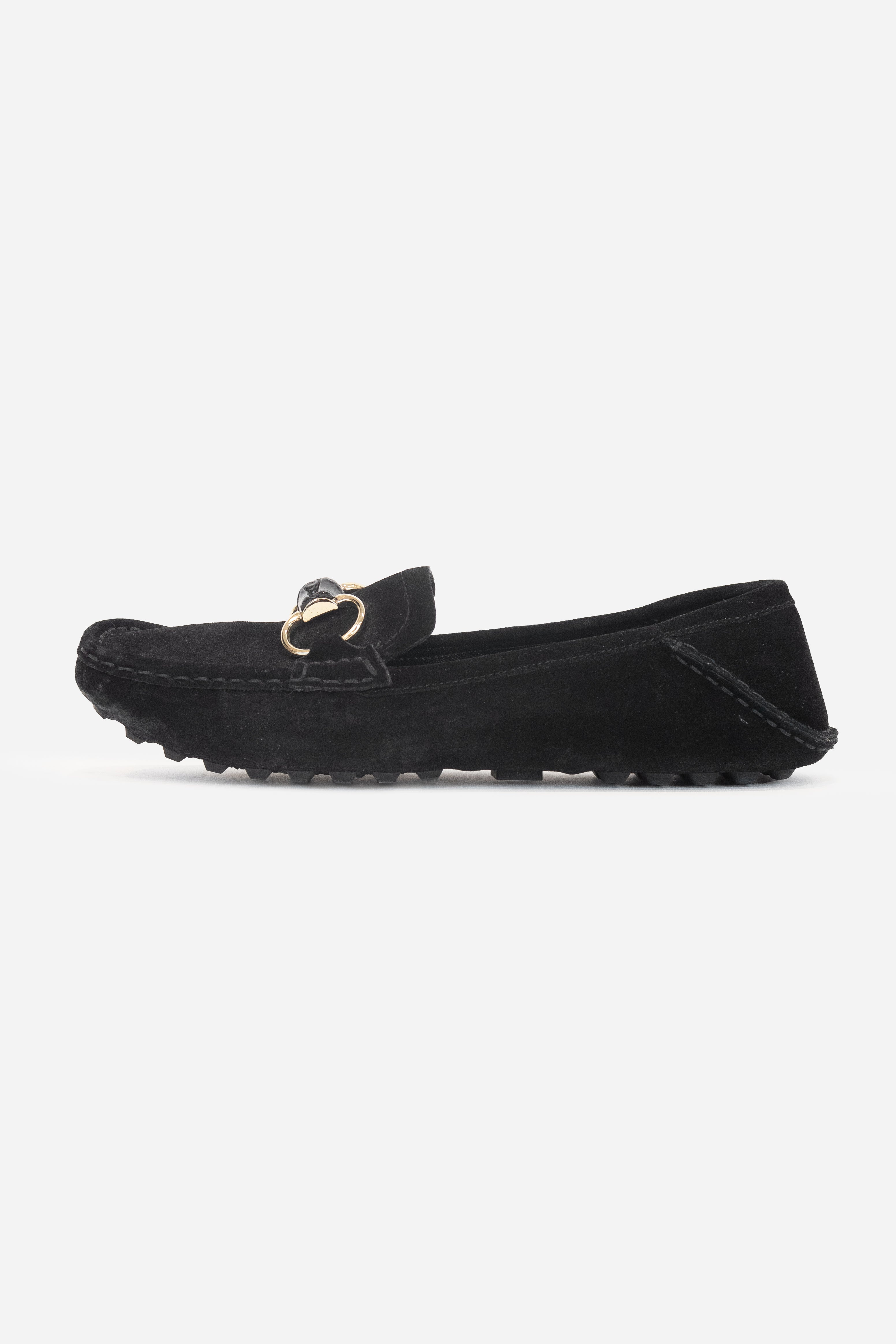 Black Suede Bamboo Horse-bit Loafer Suede