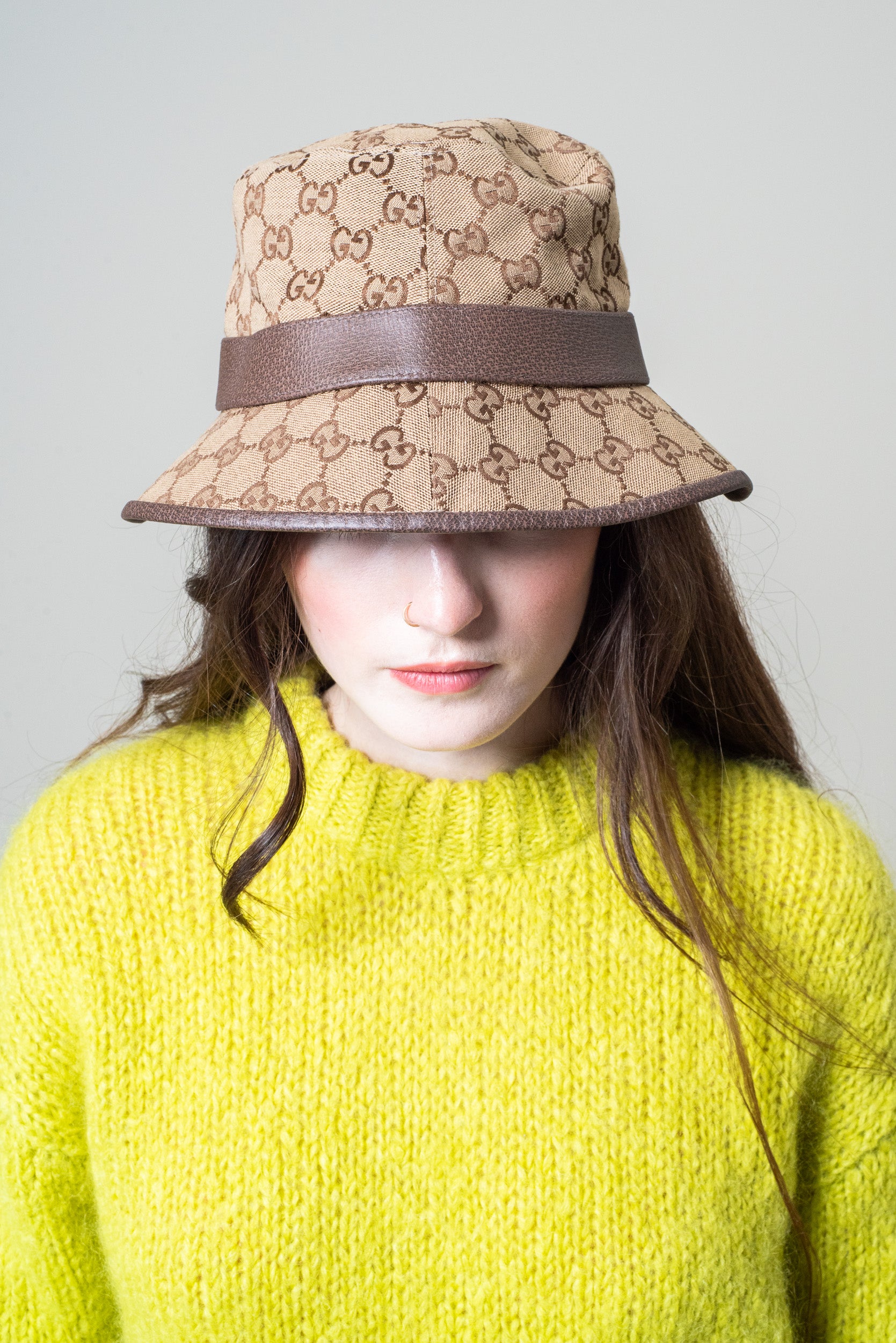 GG Canvas Leather Trim Bucket Hat