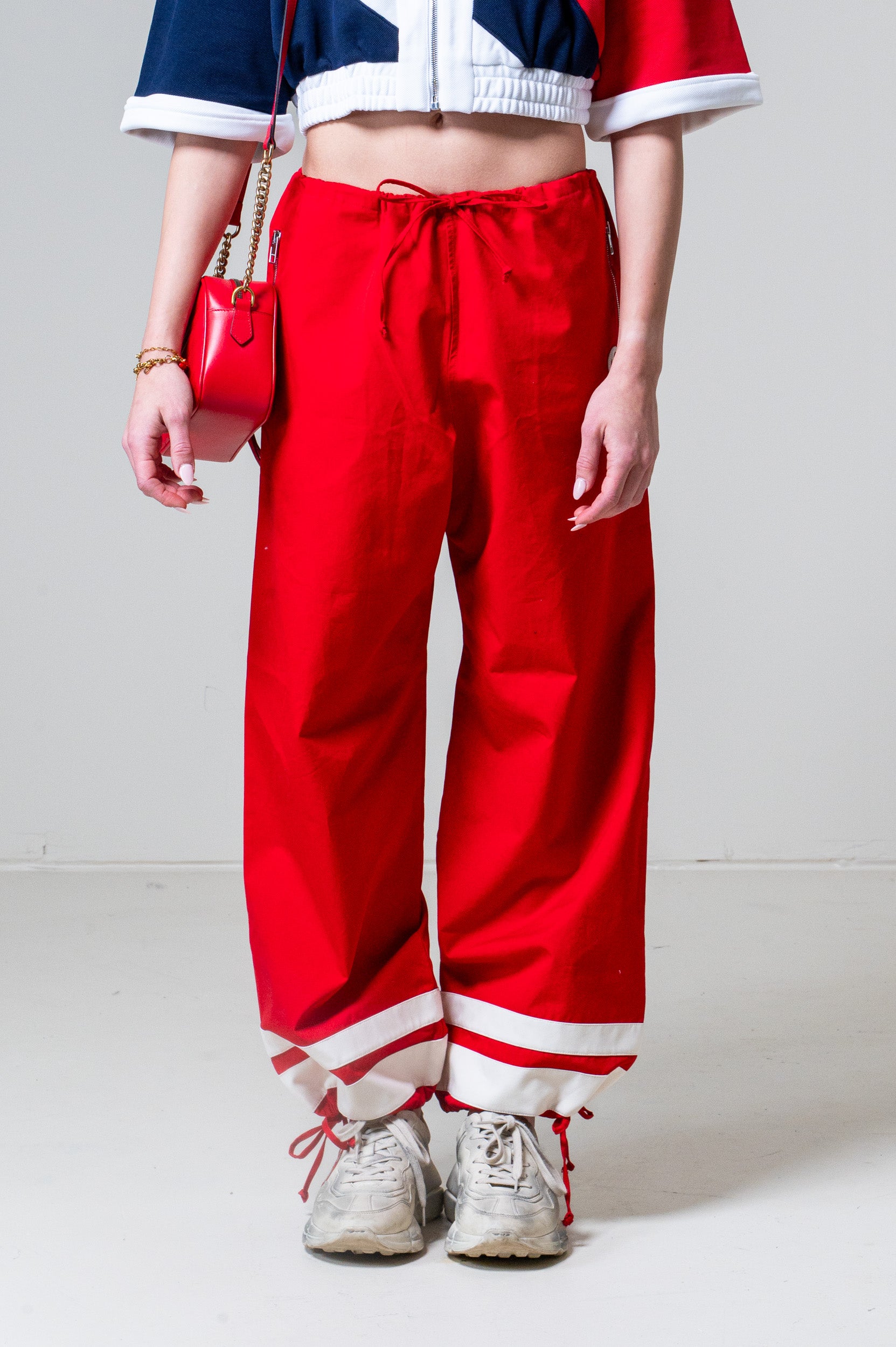 Red Wide Leg Draw String Jogger
