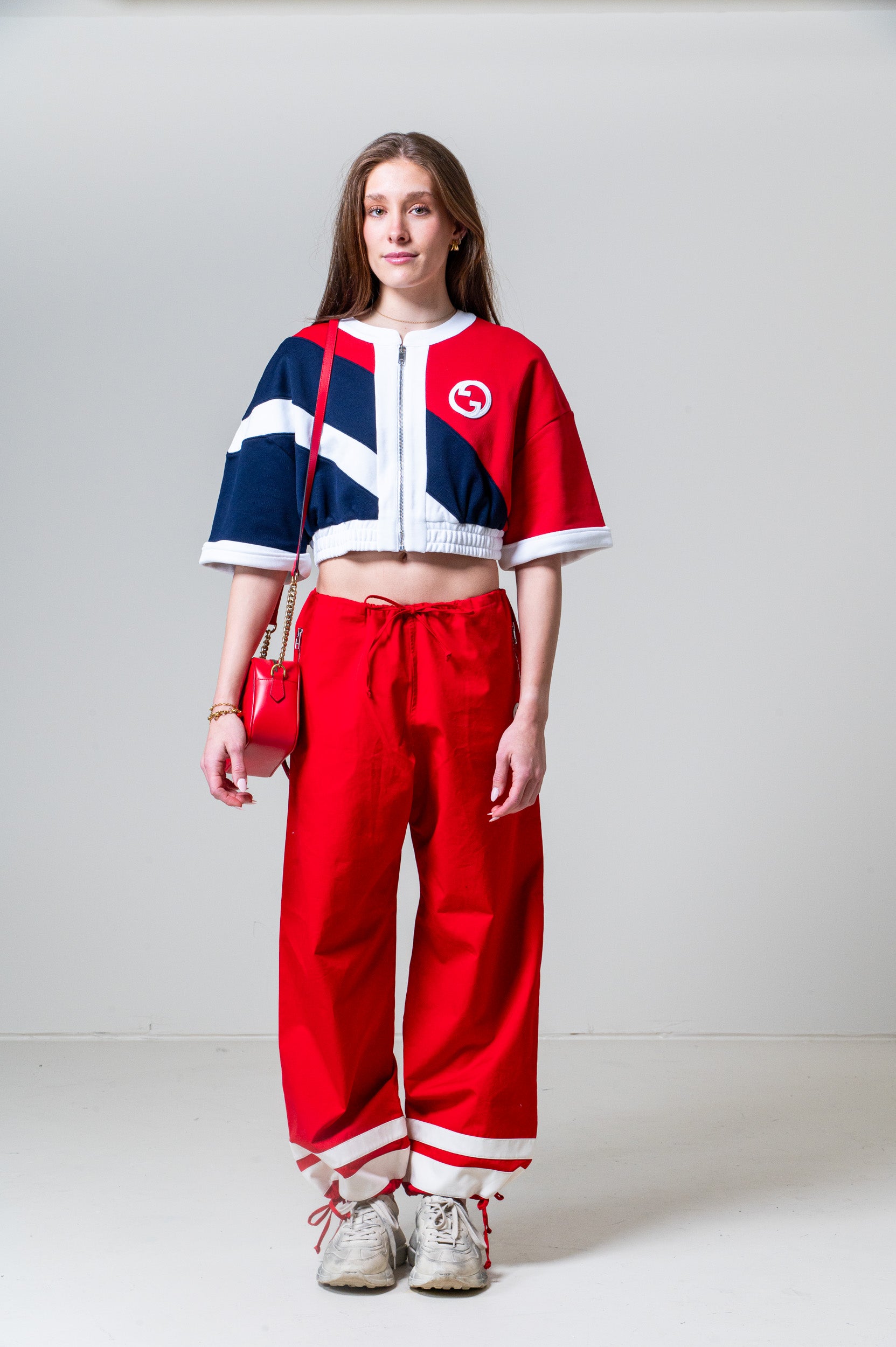 Red Wide Leg Draw String Jogger