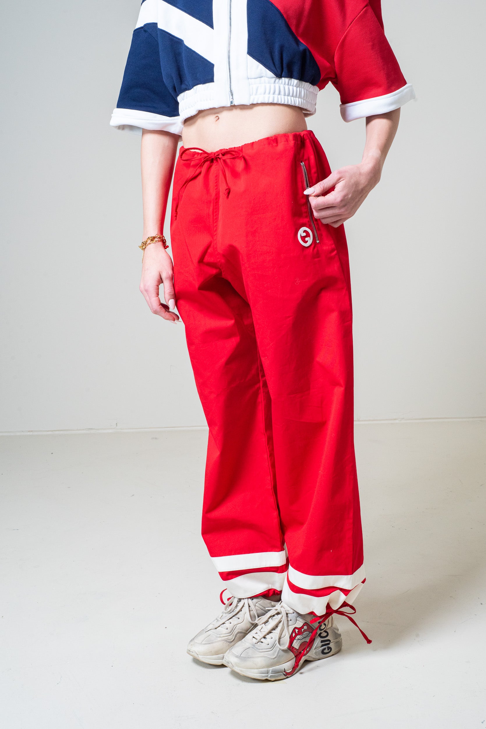 Red Wide Leg Draw String Jogger